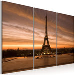 Paris Prix Tableau  Coucher de Soleil sur la Tour Eiffel. Coloris disponibles : Multicolore