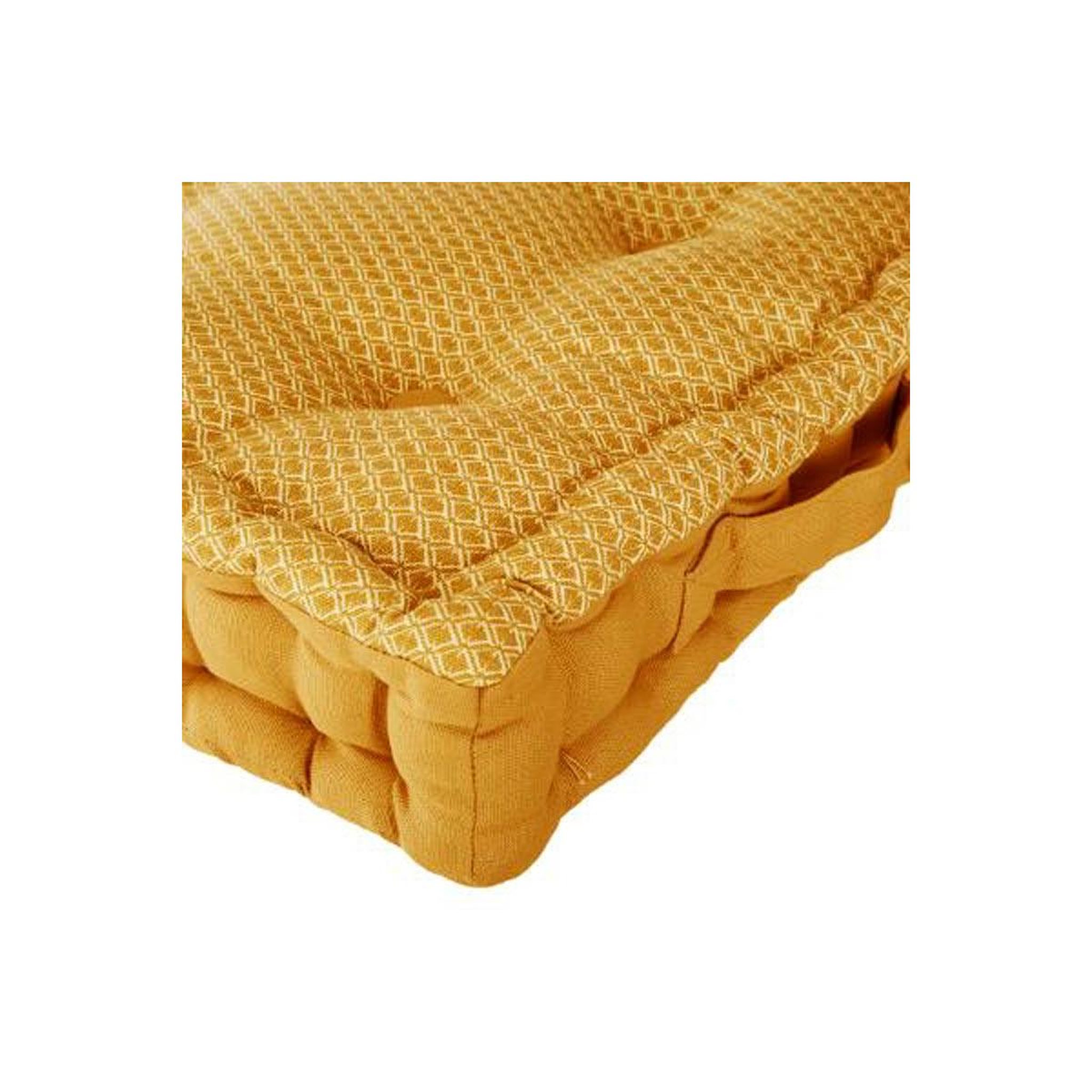 Voir la diapositive 2 : ATMOSPHERA Coussin de sol carré  otto  40x40cm ocre
