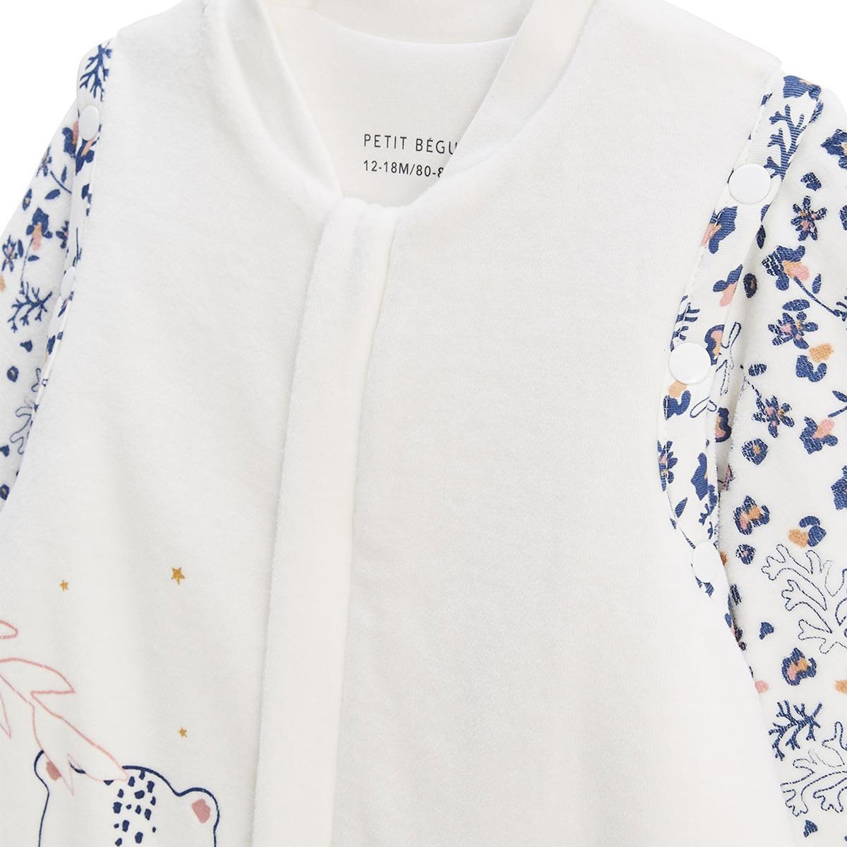 Petit Béguin Turbulette TOG 2 en velours avec pieds retroussables et manches amovibles Céleste