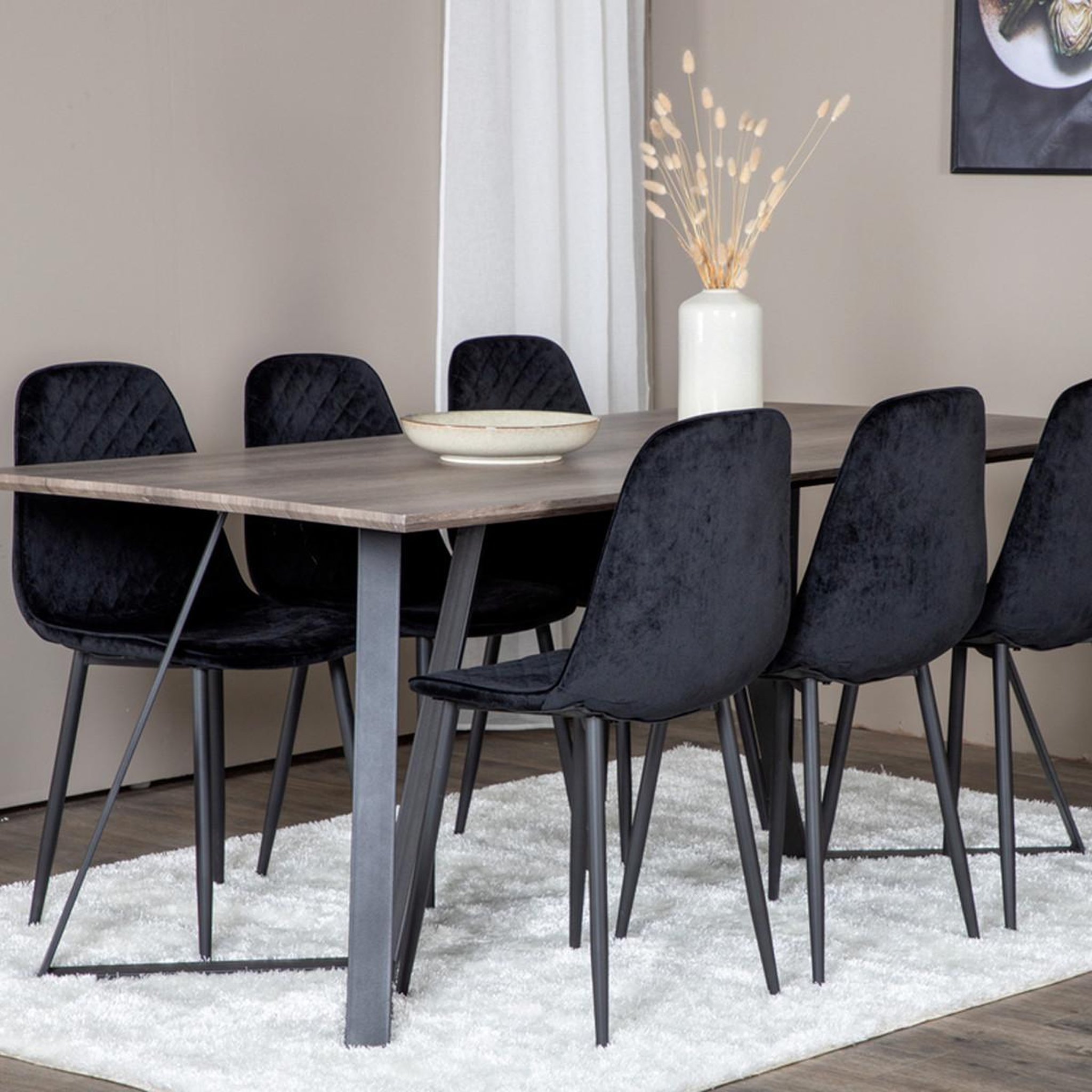 Voir la diapositive 5 : Paris Prix Ensemble table à manger & 6 chaises design  marina & polar  180cm naturel & noir
