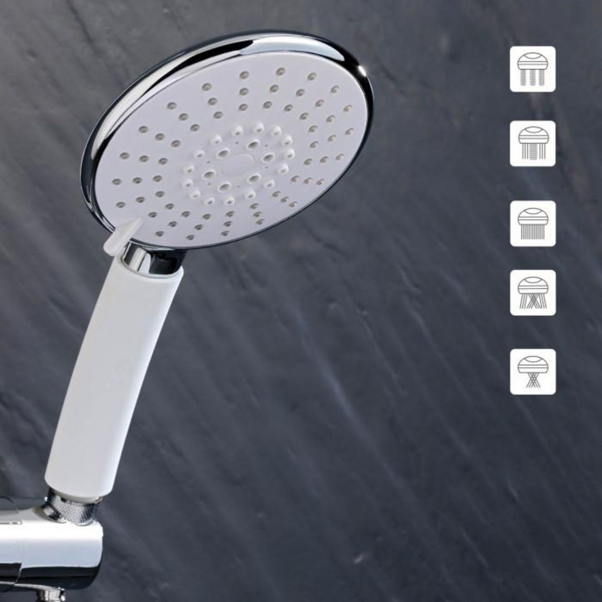 Paris Prix Pommeau de Douche 5 Fonctions  Hydro  22cm Chrome