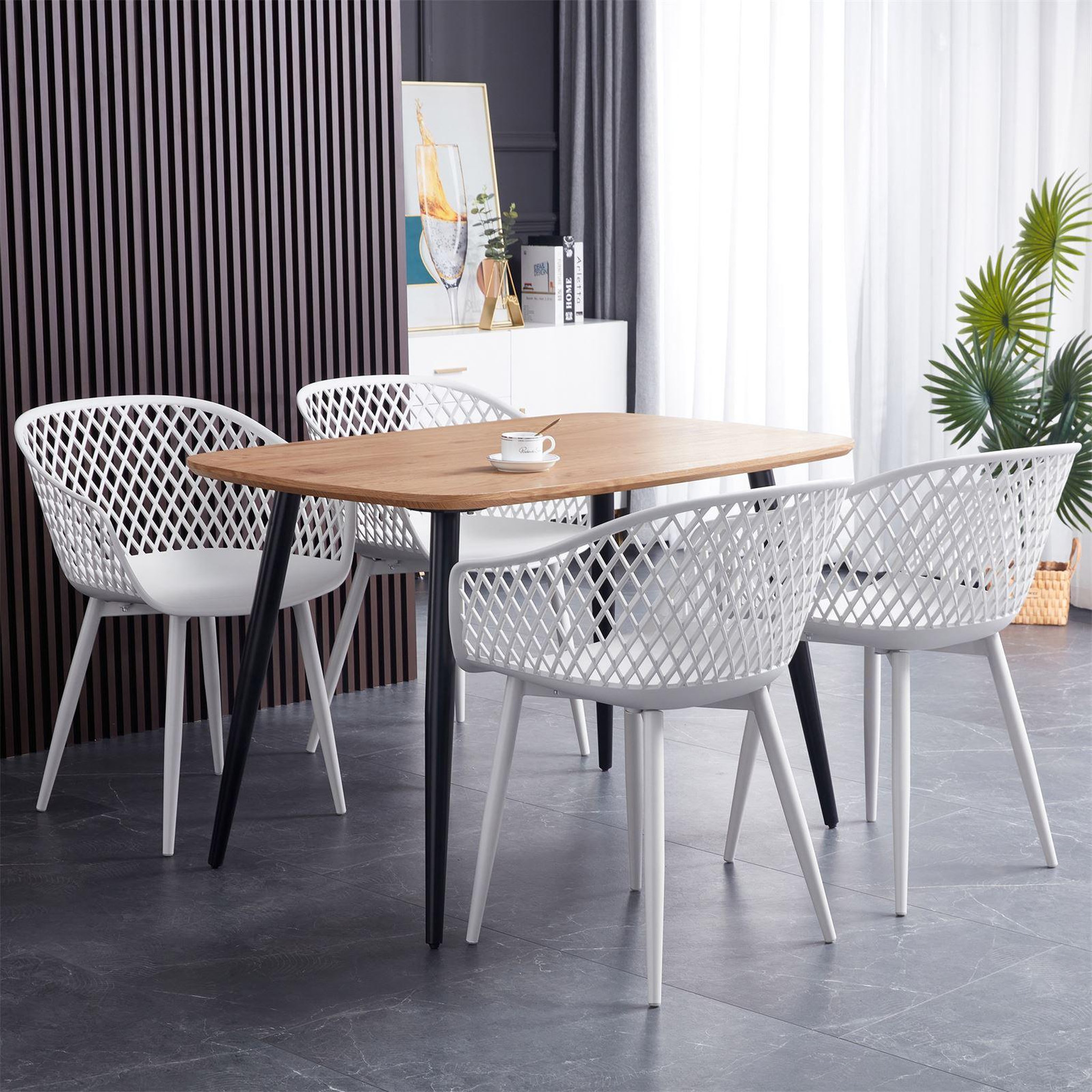Voir la diapositive 3 : IDIMEX Lot de 4 chaises MADEIRA style scandinave, pieds en bois