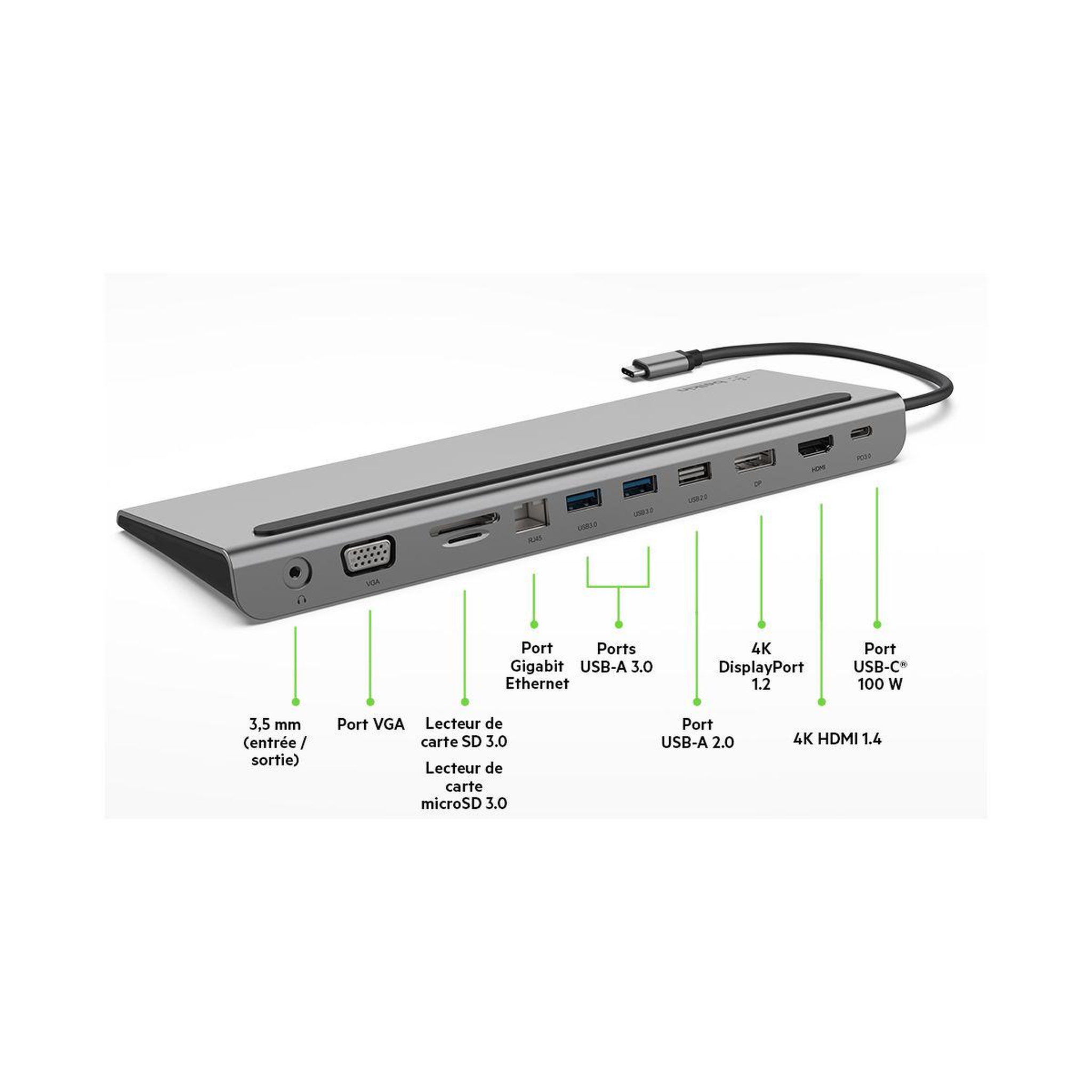 Voir la diapositive 2 : Belkin Station d'accueil usb-c multiport 11-en-1