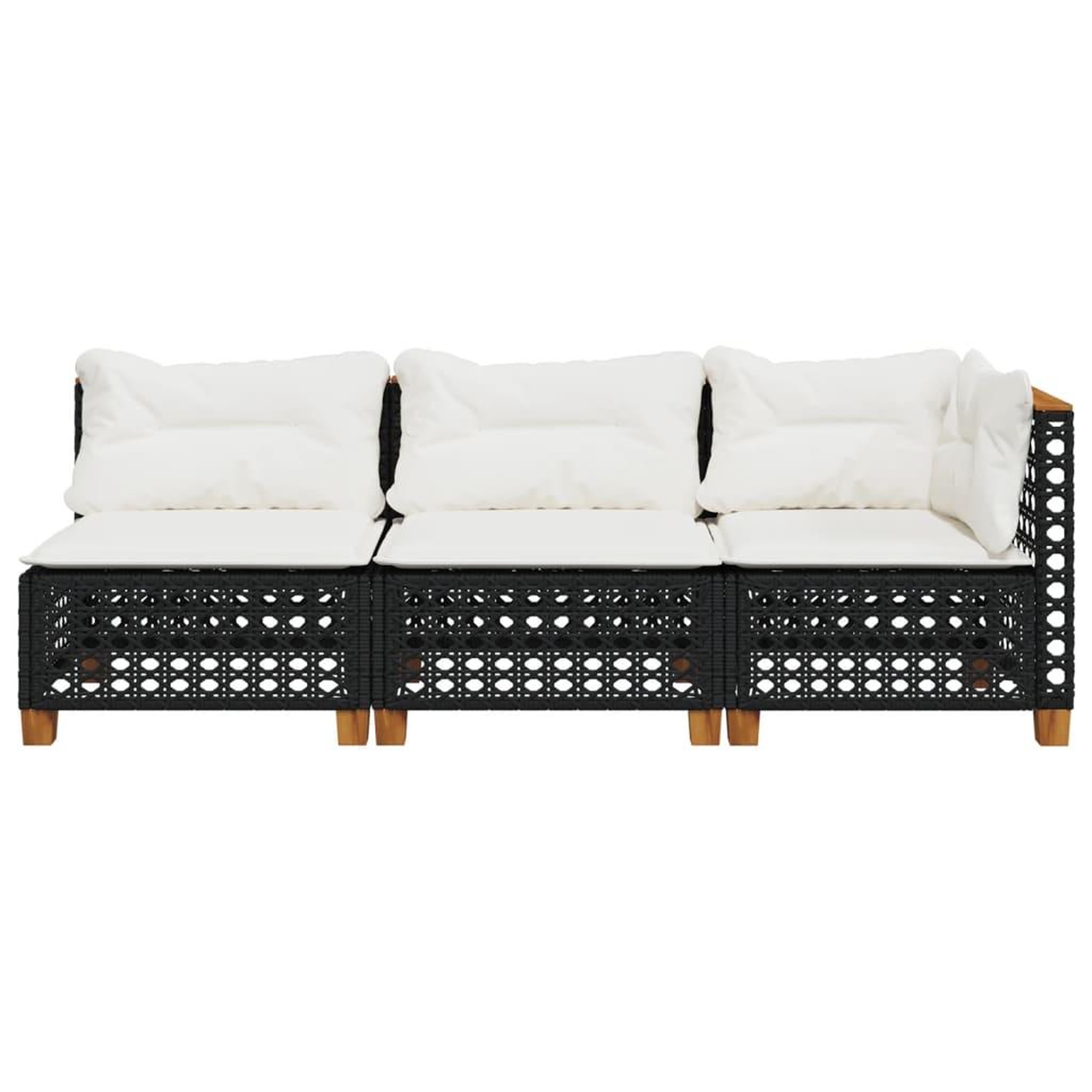 Voir la diapositive 4 : VIDAXL Canape de jardin avec coussins 3 places noir resine tressee