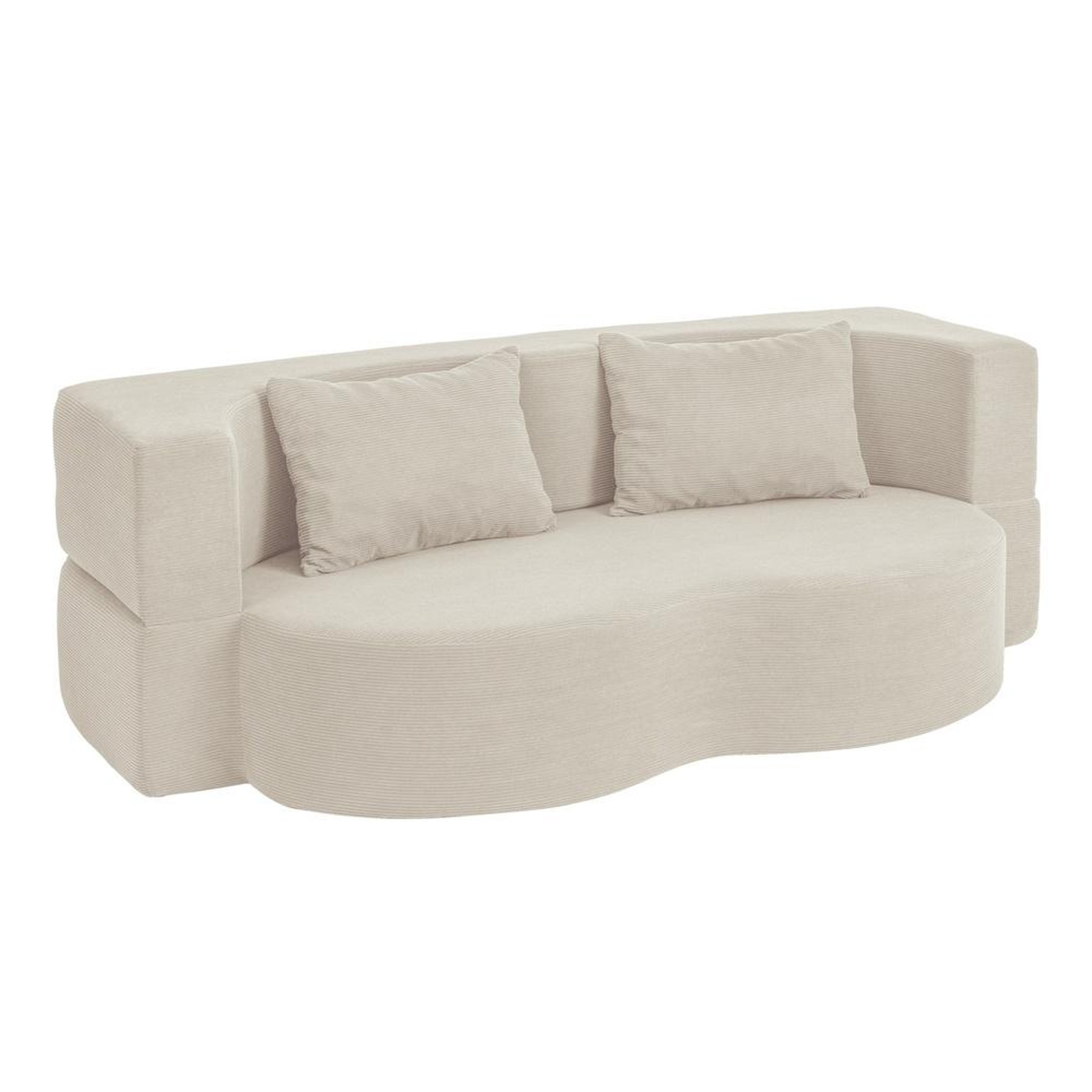 SOBUY Canapé-lit 2 places convertible en velours côtelé beige 177x107x32 cm fst101-mi