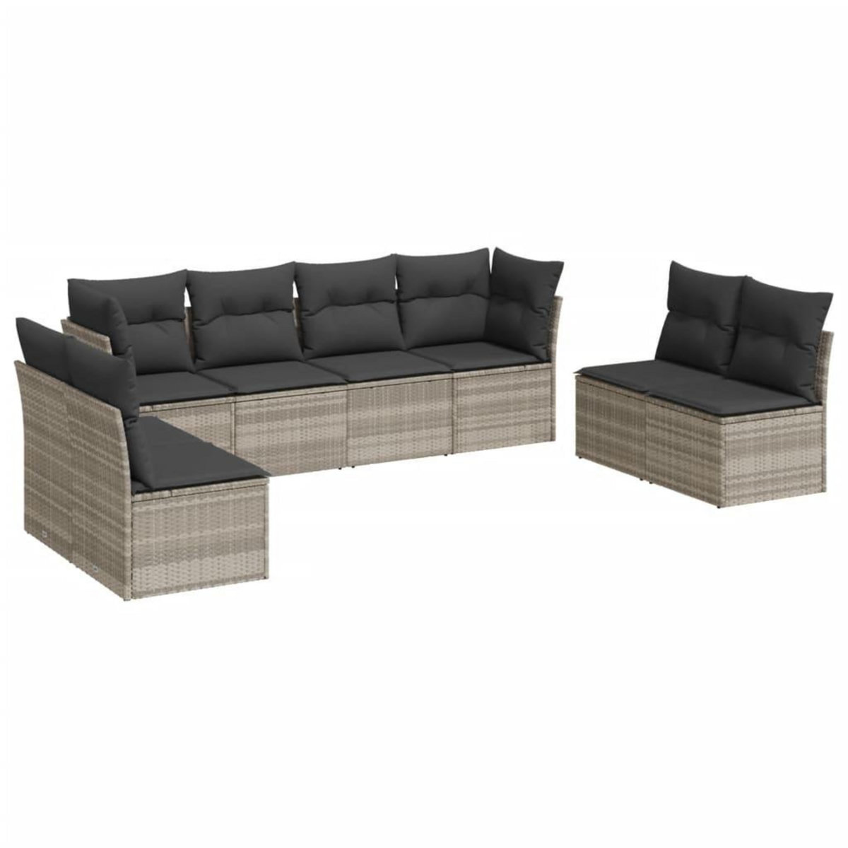 VIDAXL Salon de jardin 8 pcs avec coussins gris clair resine tressee