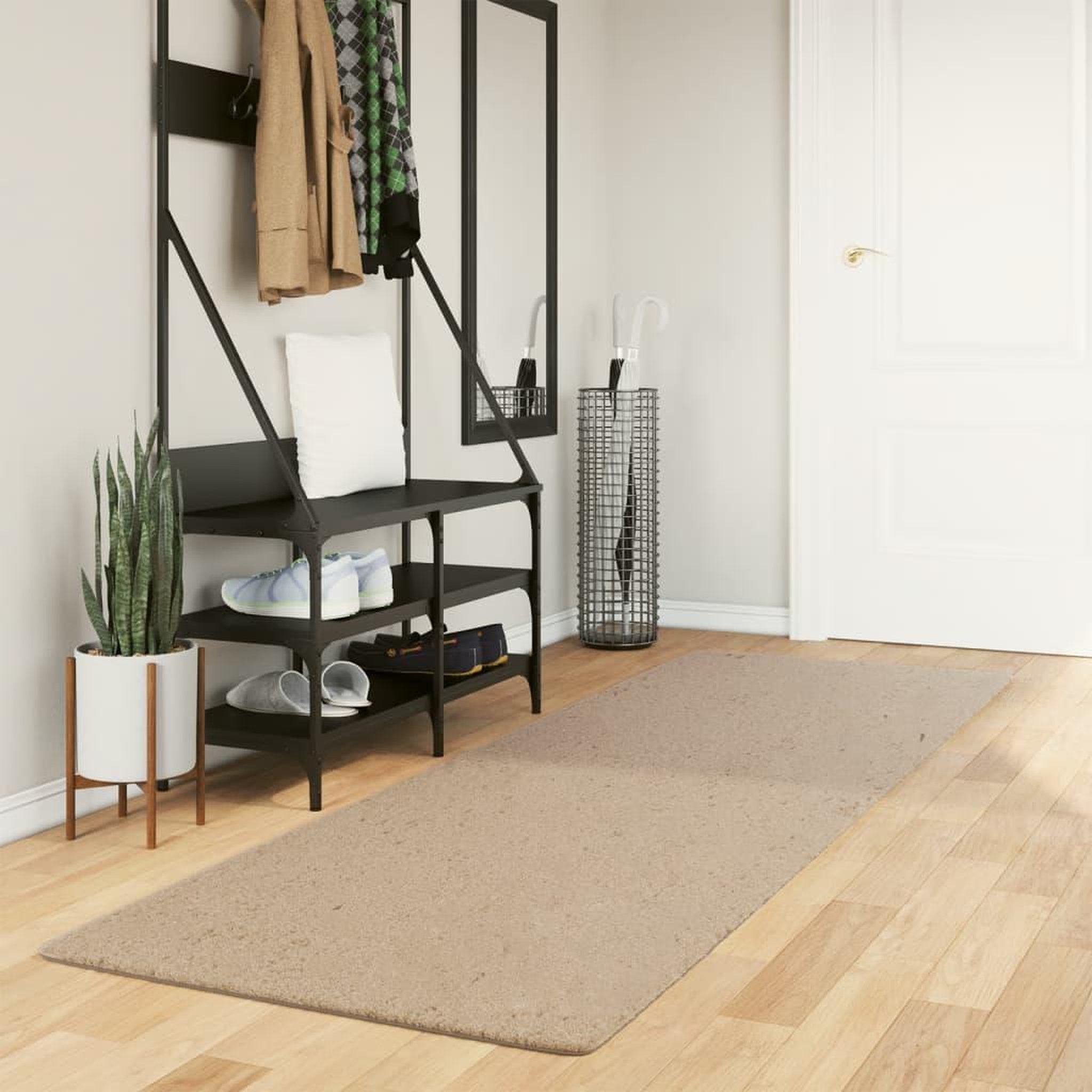 VIDAXL Tapis HUARTE a poils courts doux et lavable sable 80x250 cm