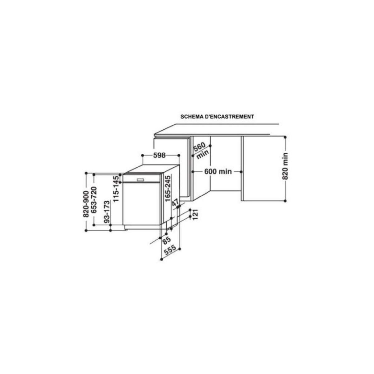 Whirlpool Lave vaisselle encastrable WBO3T133PFX 6ème sens