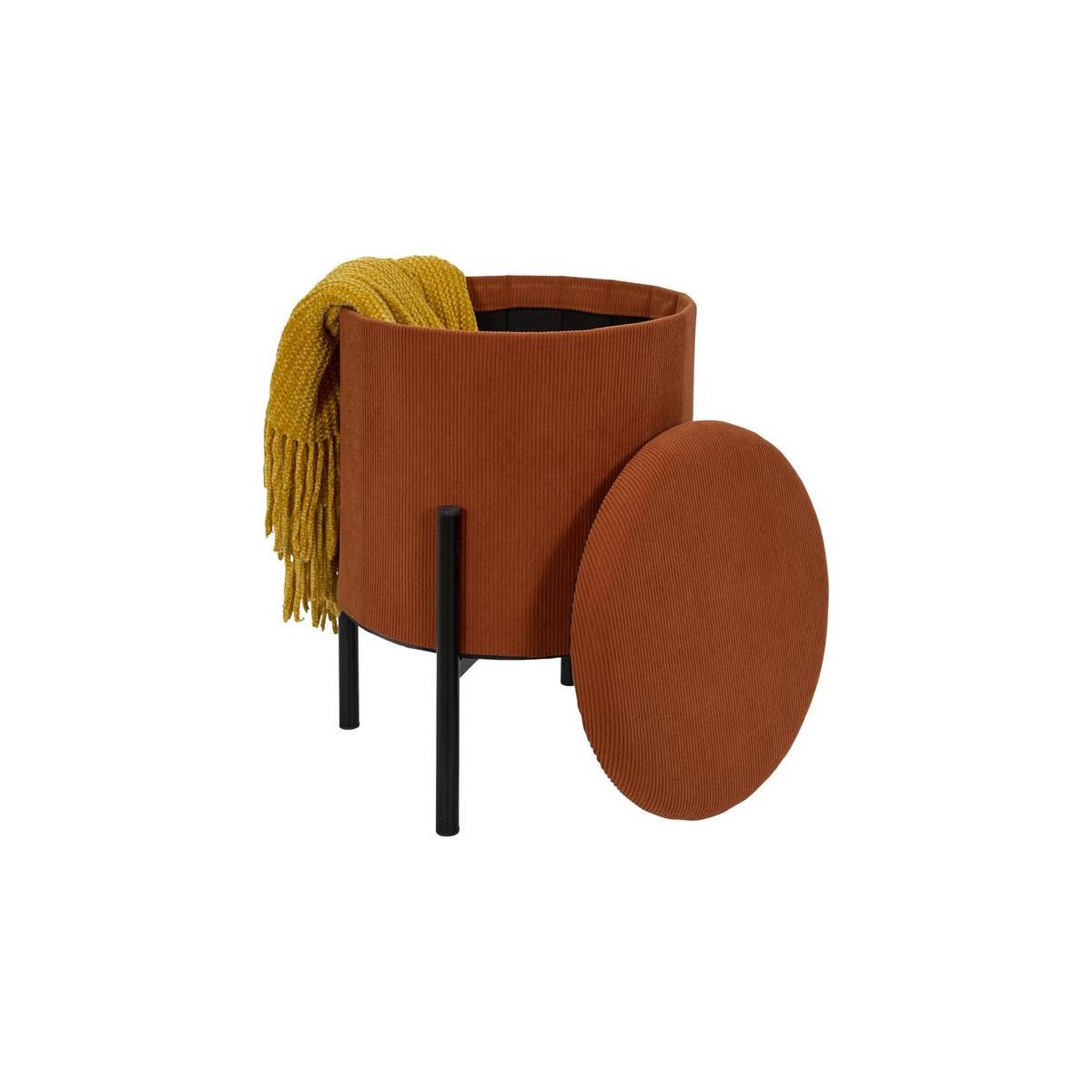 Voir la diapositive 3 : The Home Deco Factory Pouf de Rangement Côtelé  Jules  41cm Terracotta