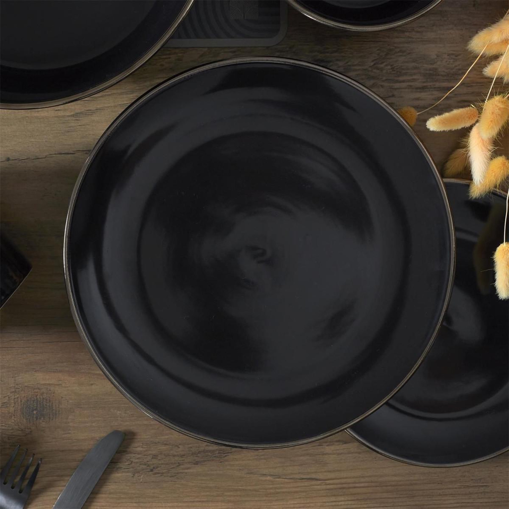 Voir la diapositive 2 : The Home Deco Factory Lot de 6 assiettes plates  lounge  26cm noir