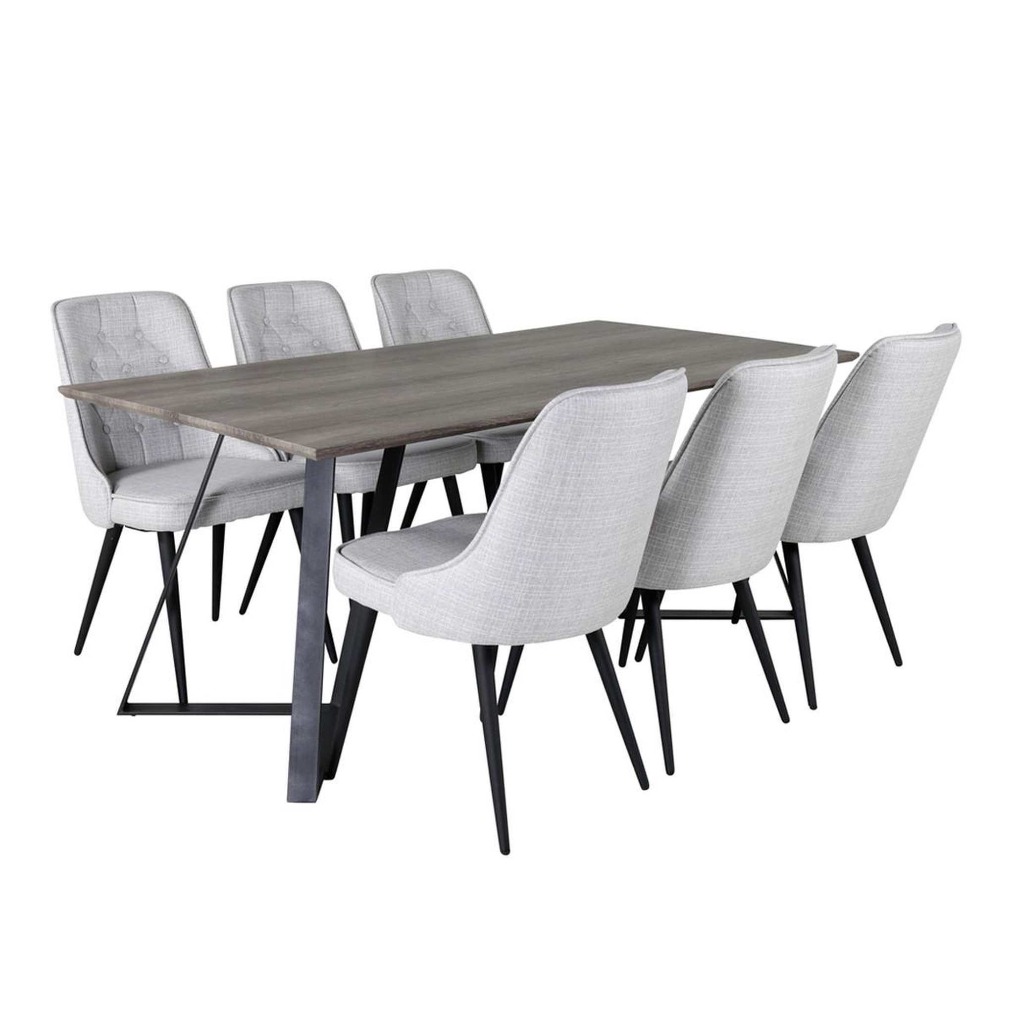 Paris Prix Ensemble table à manger & 6 chaises  marina & deluxe  180cm naturel & gris