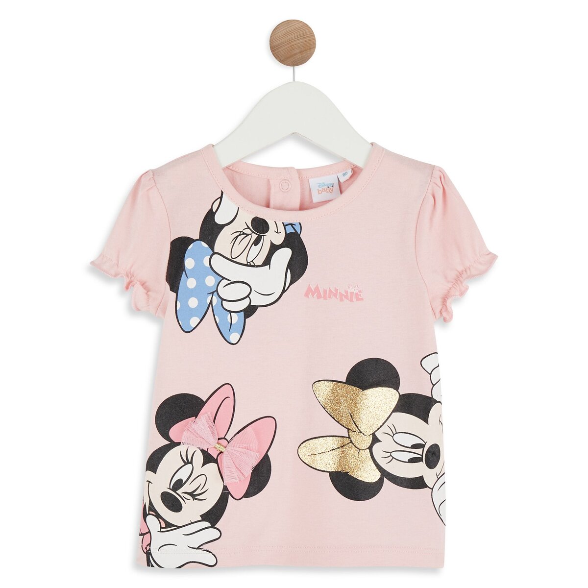 INEXTENSO T shirt manches courtes rose b b fille Minnie pas cher