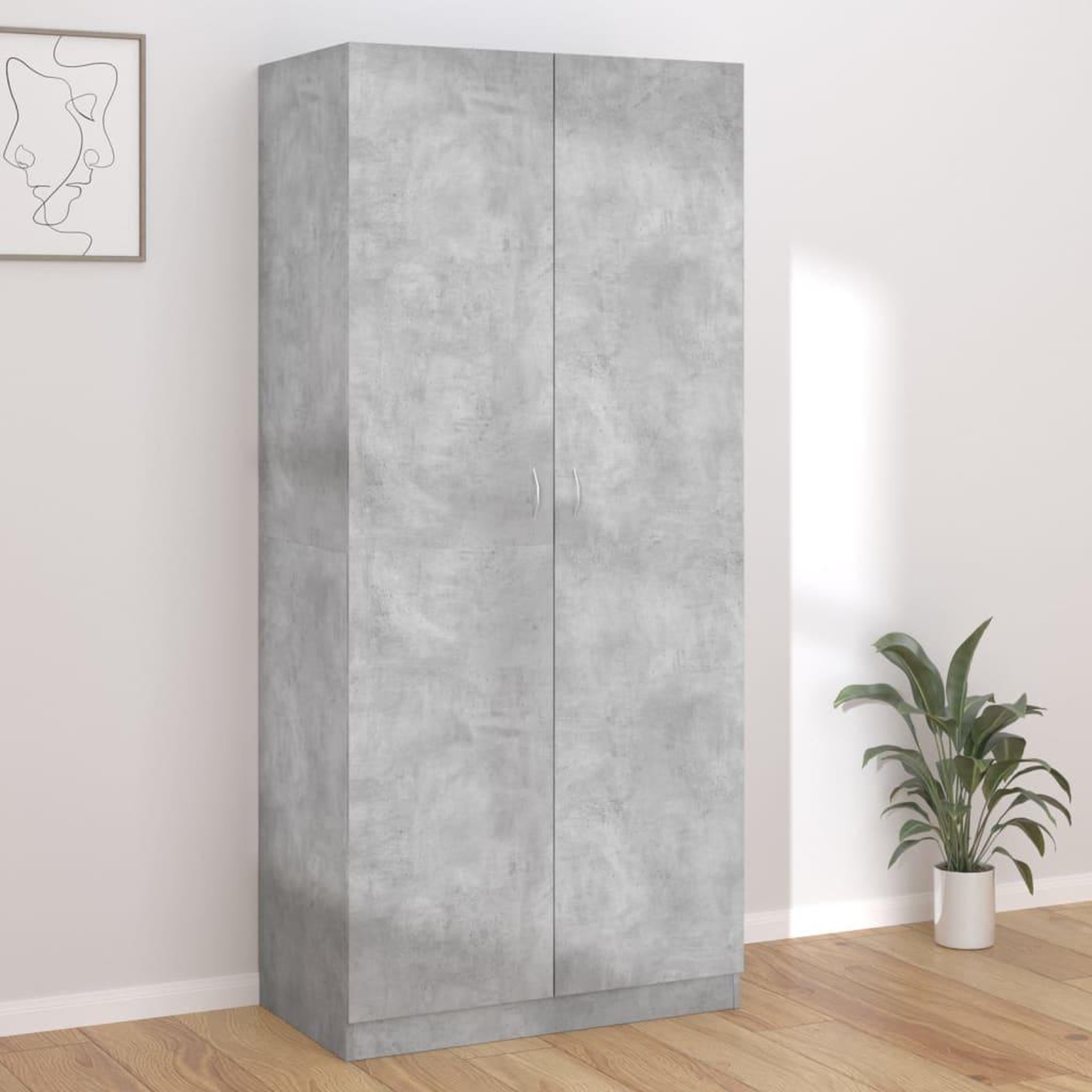 Voir la diapositive 1 : VIDAXL Garde-robe Gris beton 90x52x200 cm Bois d'ingenierie