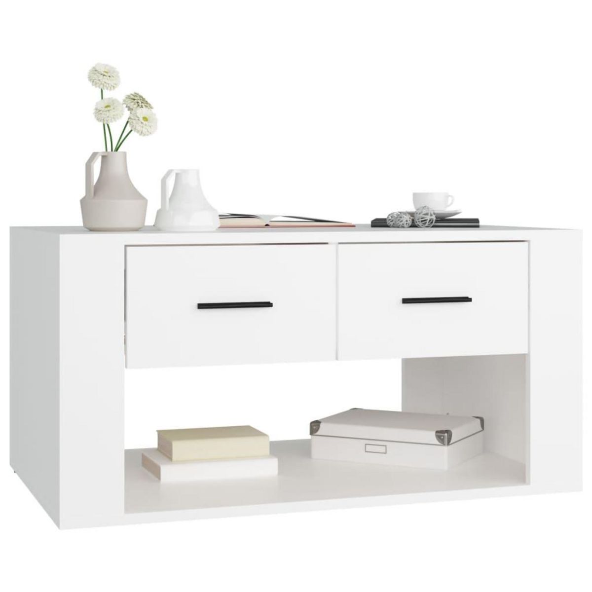 VIDAXL Table basse Blanc 80x50x40 cm Bois d'ingenierie