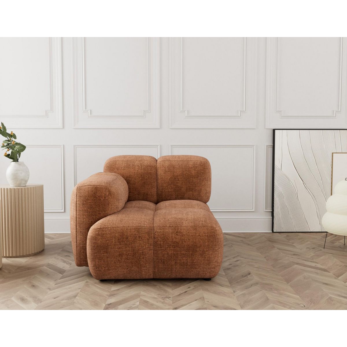 LISA DESIGN Grace - module d'assise gauche en velours texturé