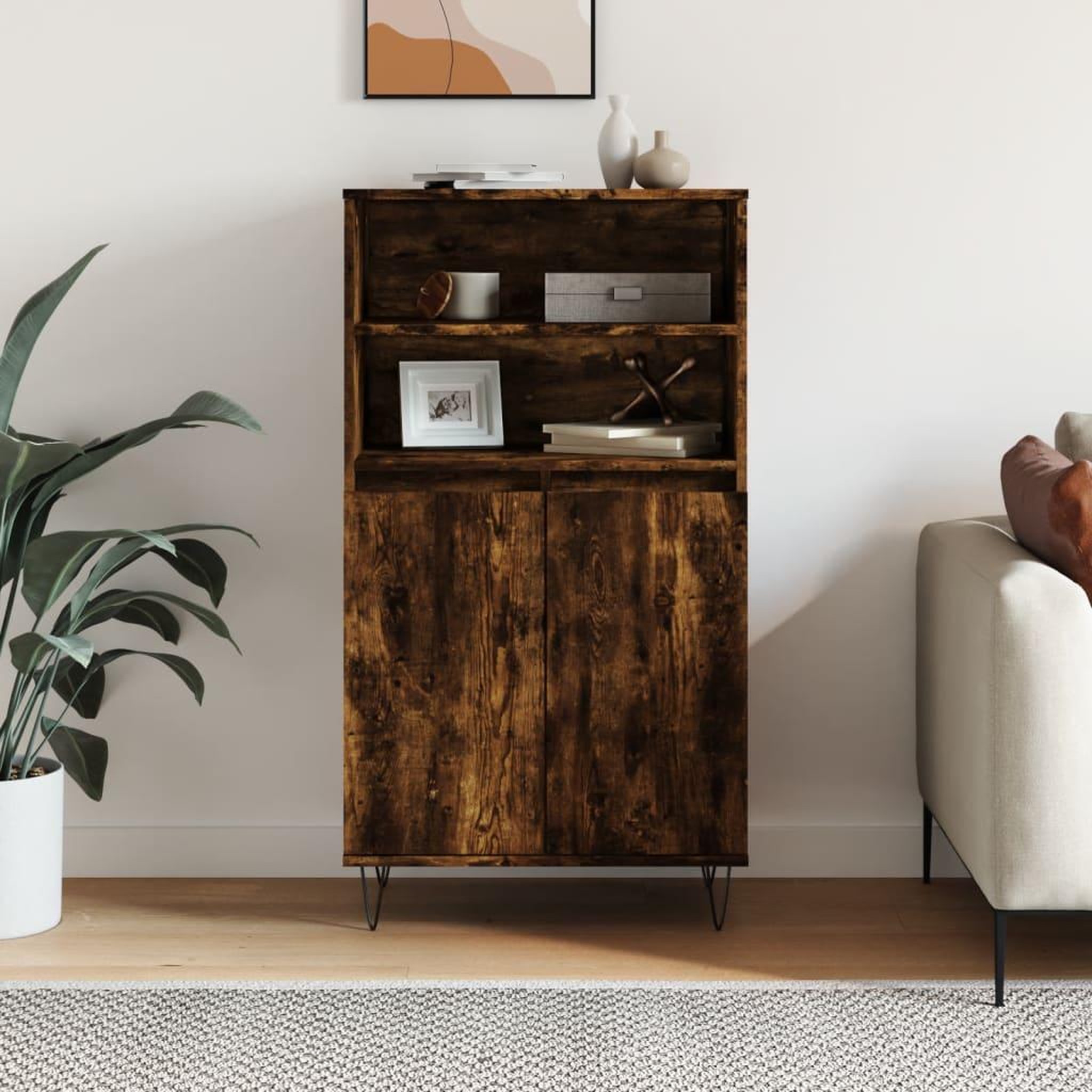 VIDAXL Buffet haut Chene fume 60x36x110 cm Bois d'ingenierie