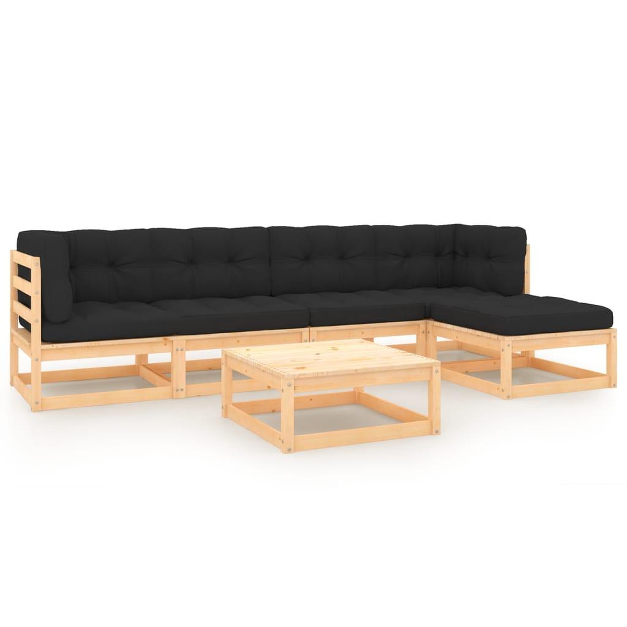 Voir la diapositive 1 : VIDAXL Salon de jardin 6 pcs avec coussins Bois de pin massif