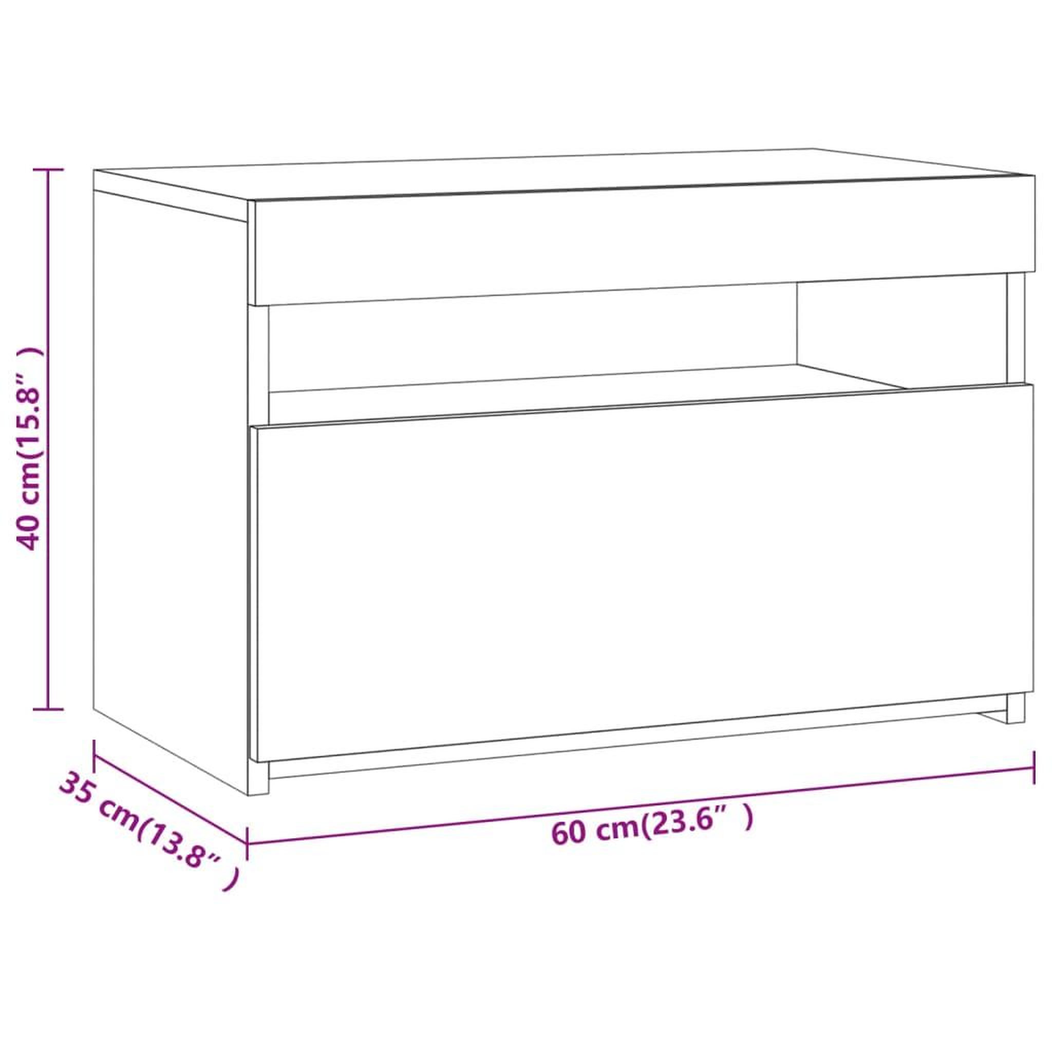 Voir la diapositive 6 : VIDAXL Meuble TV avec lumieres LED Sonoma gris 60x35x40 cm