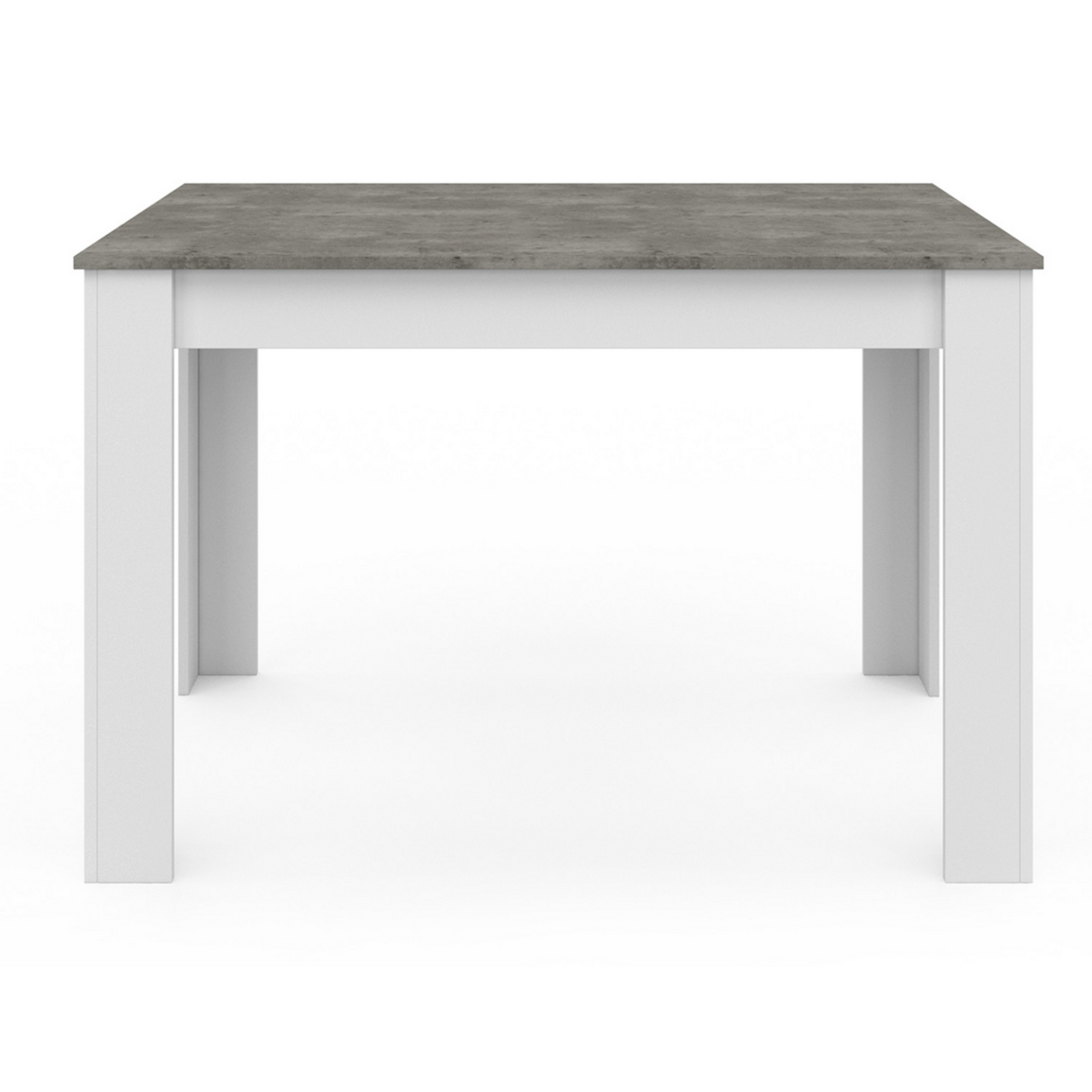 ID MARKET Table à manger rectangle ROZY 6 personnes blanc plateau effet béton 110 cm