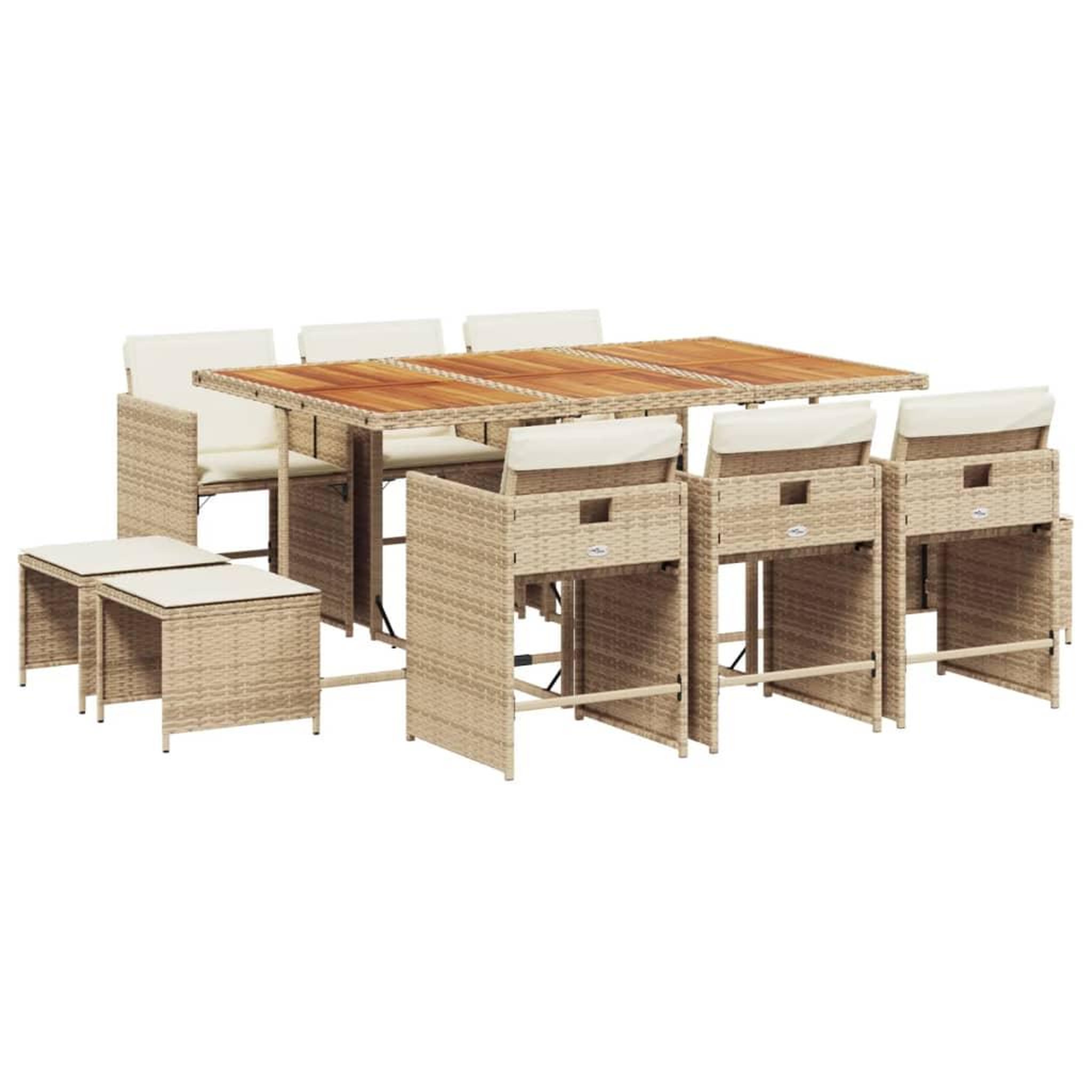 Voir la diapositive 2 : VIDAXL Ensemble a manger de jardin et coussins 11 pcs beige poly rotin