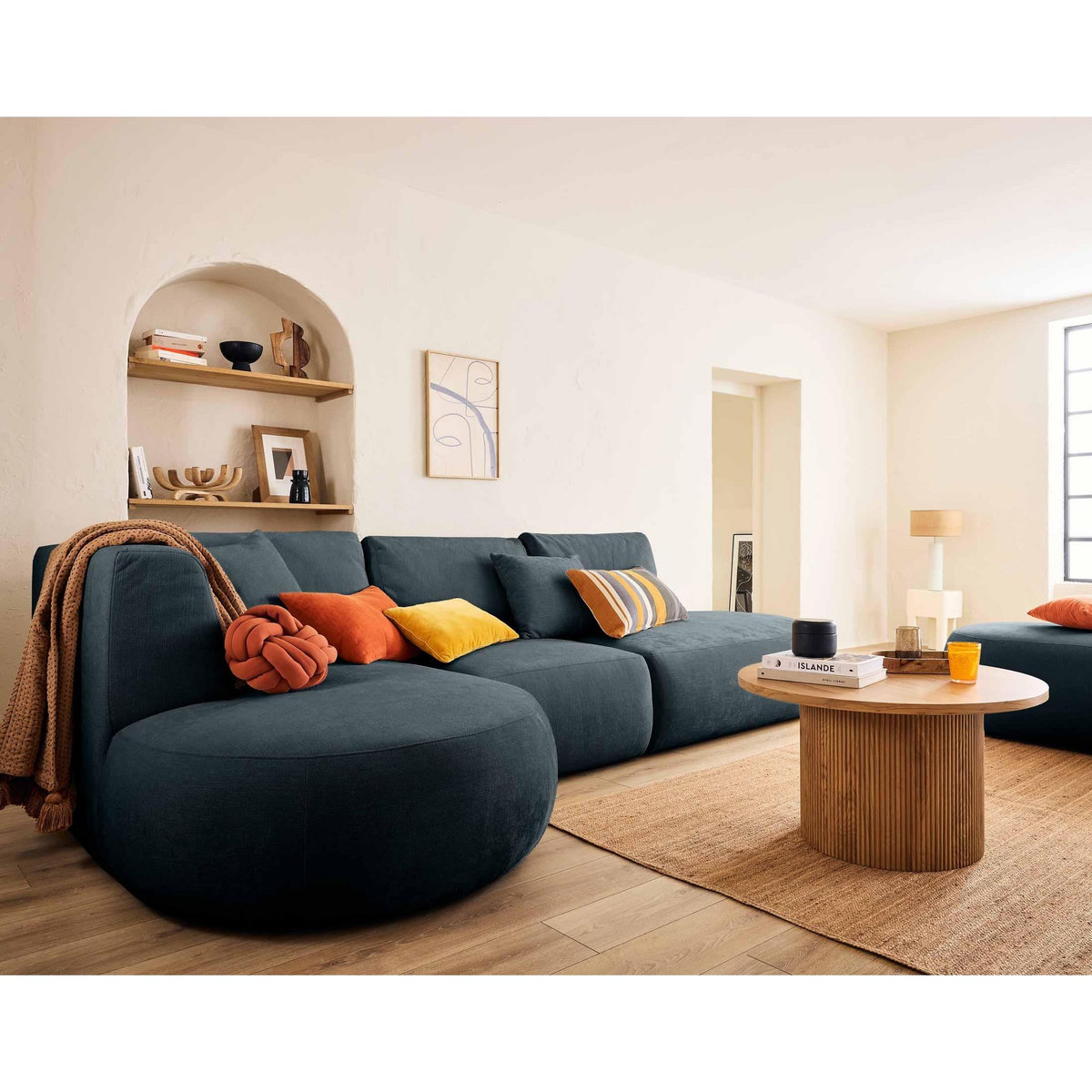 LISA DESIGN Santorini - canapé modulable d'angle gauche - 5 places - en tissu texturé