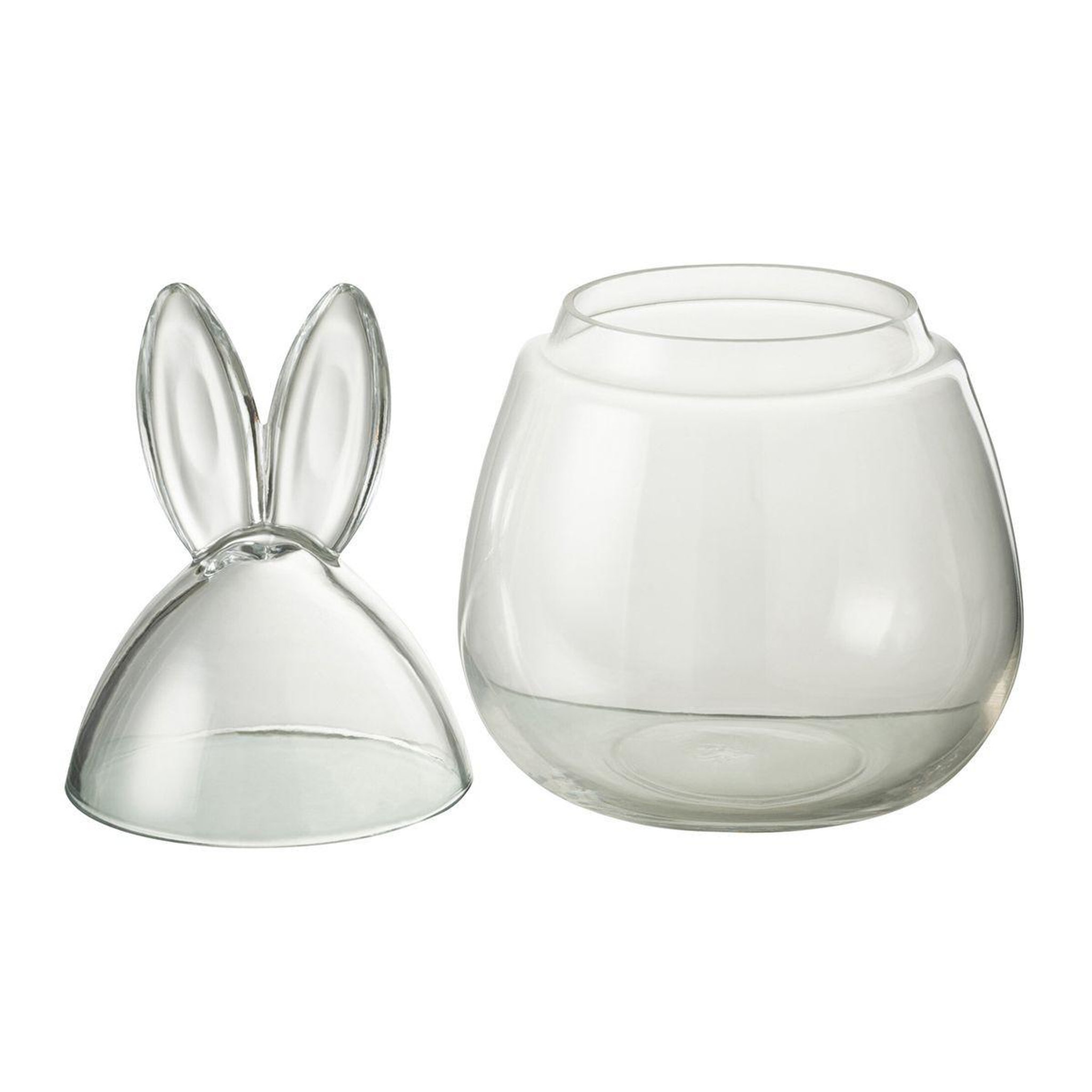 Voir la diapositive 2 : J-LINE Bocal design en verre  lapin  34cm transparent