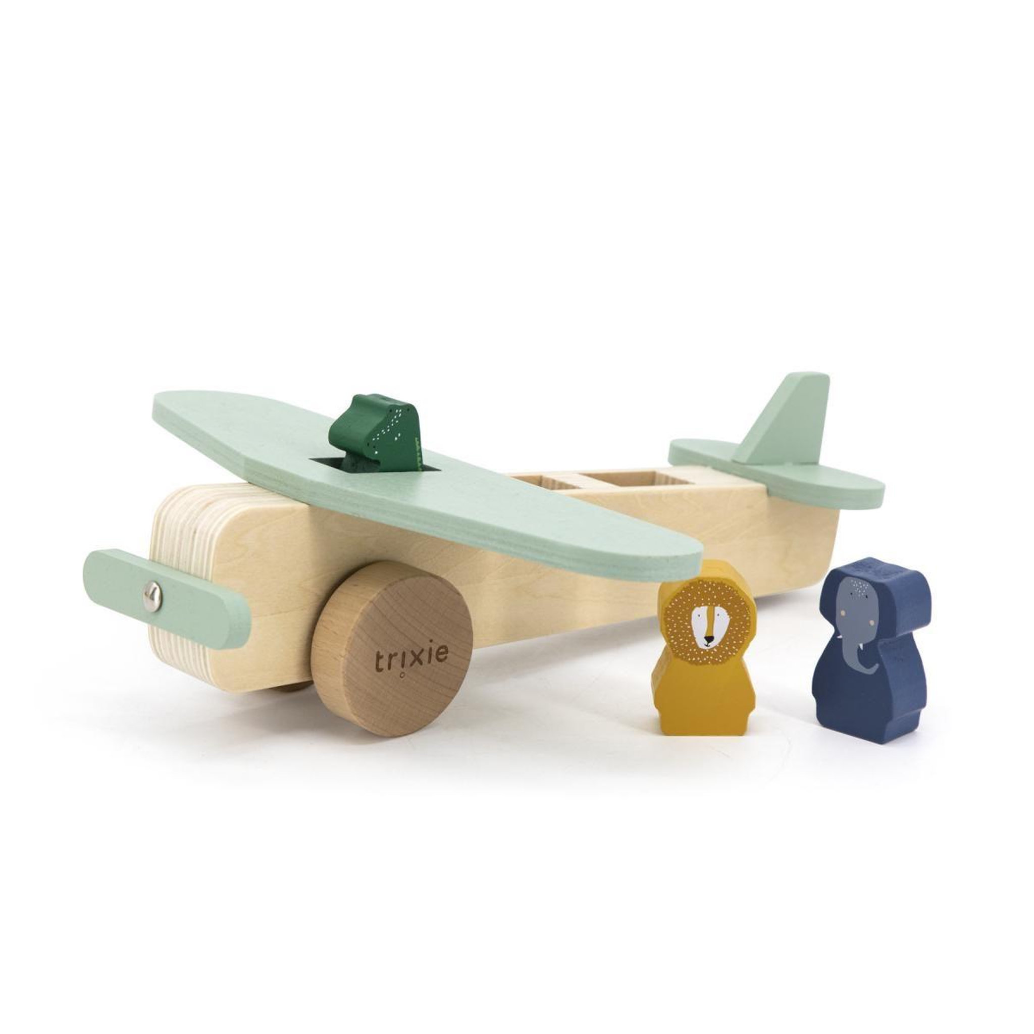 Voir la diapositive 2 : Trixie Avion en bois naturel et bleu animaux