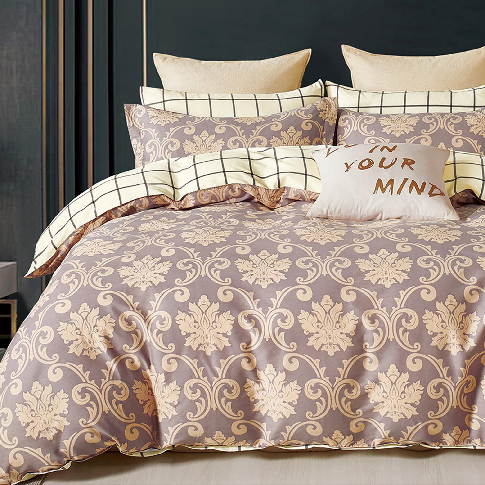Voir la diapositive 2 : Home collection Parure housse de couette 100 % percale de coton 80 fils Orévance