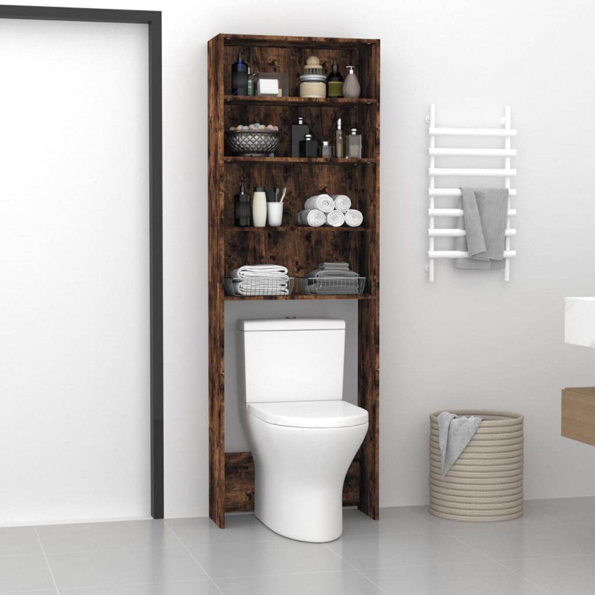 VIDAXL Meuble pour machine a laver Chene fume 64x24x190 cm