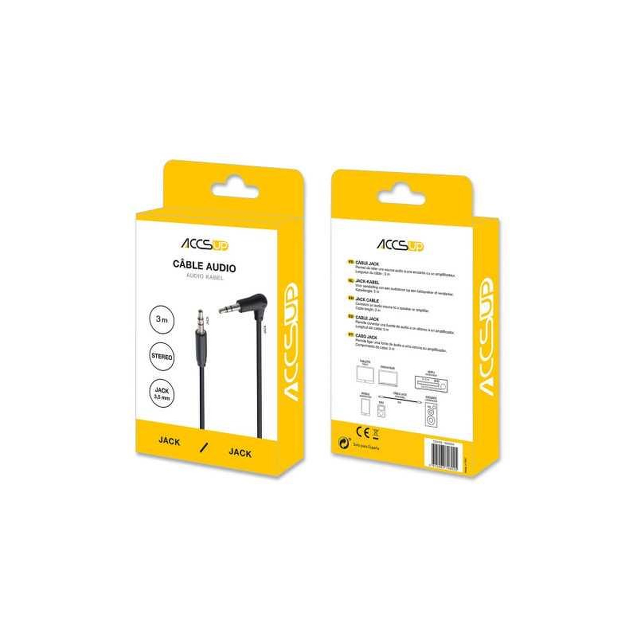 Voir la diapositive 2 : Câble audio jack 3,5 mm 2x3,5 mm 3 m noir