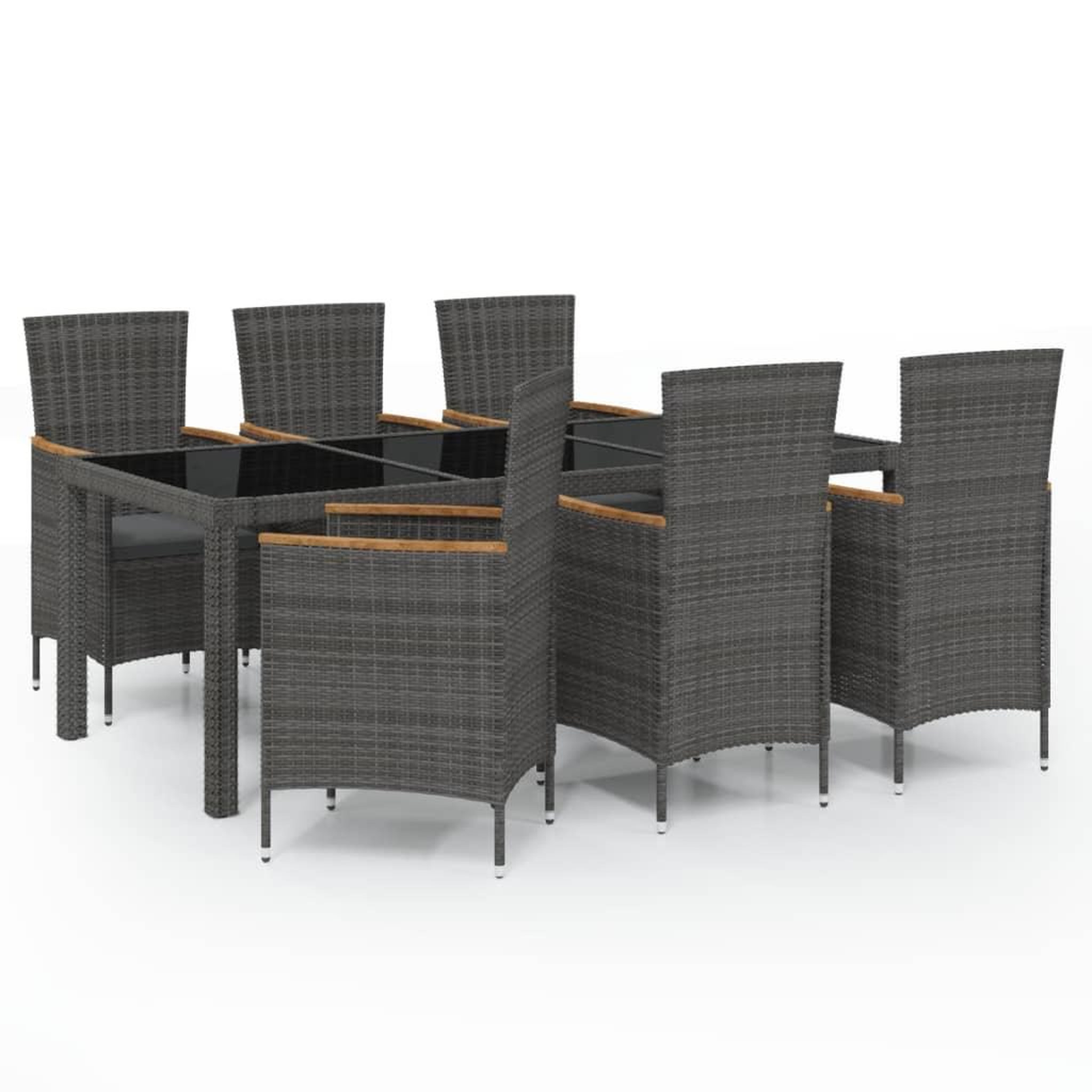 Voir la diapositive 2 : VIDAXL Ensemble a manger d'exterieur 7 pcs et coussins Resine tressee