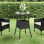 Voir la diapositive 1 : VIDAXL Table de jardin Ø60x75 cm Verre trempe/resine tressee Noir