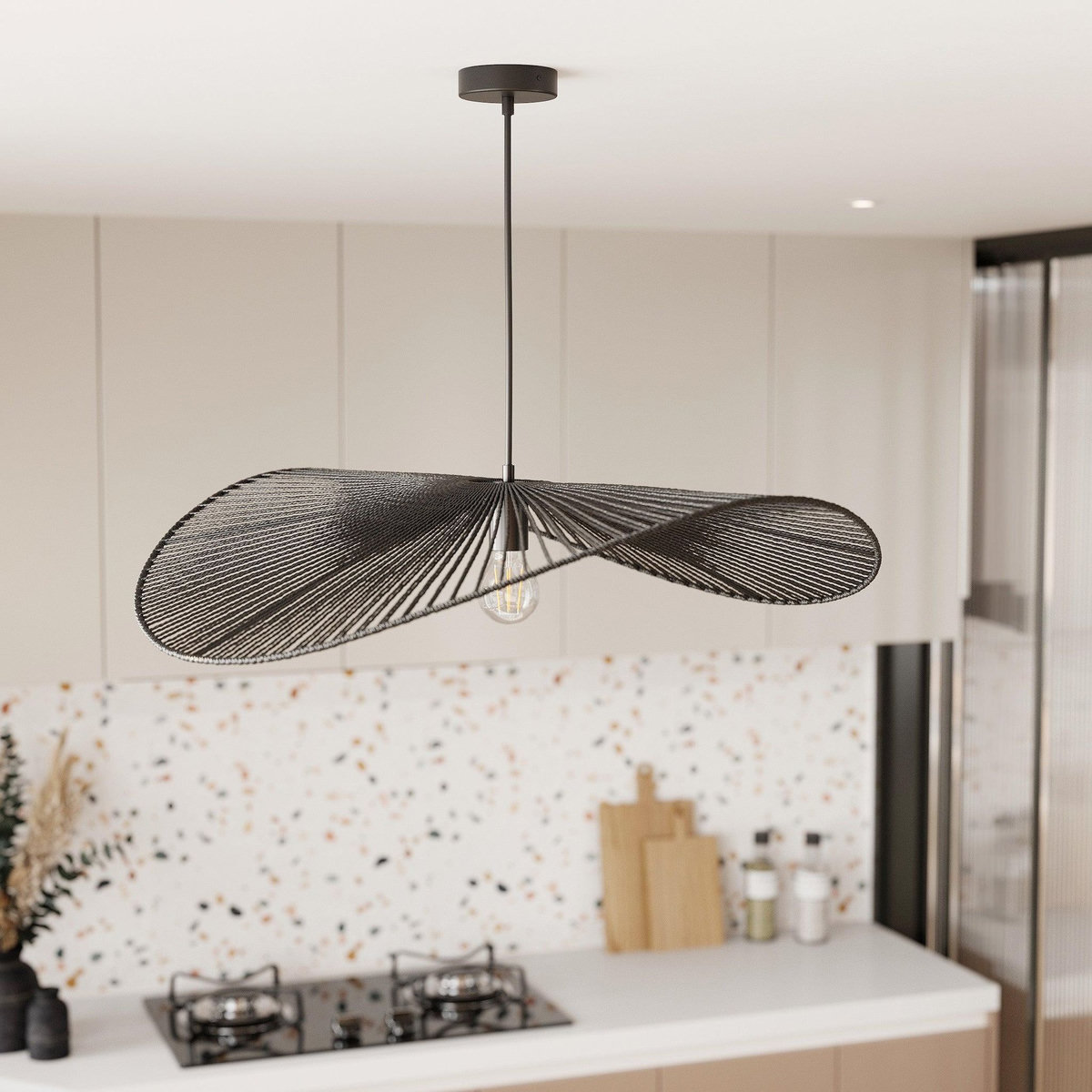 Rendez vous déco Suspension noire en papier de corde 75 cm-Mada