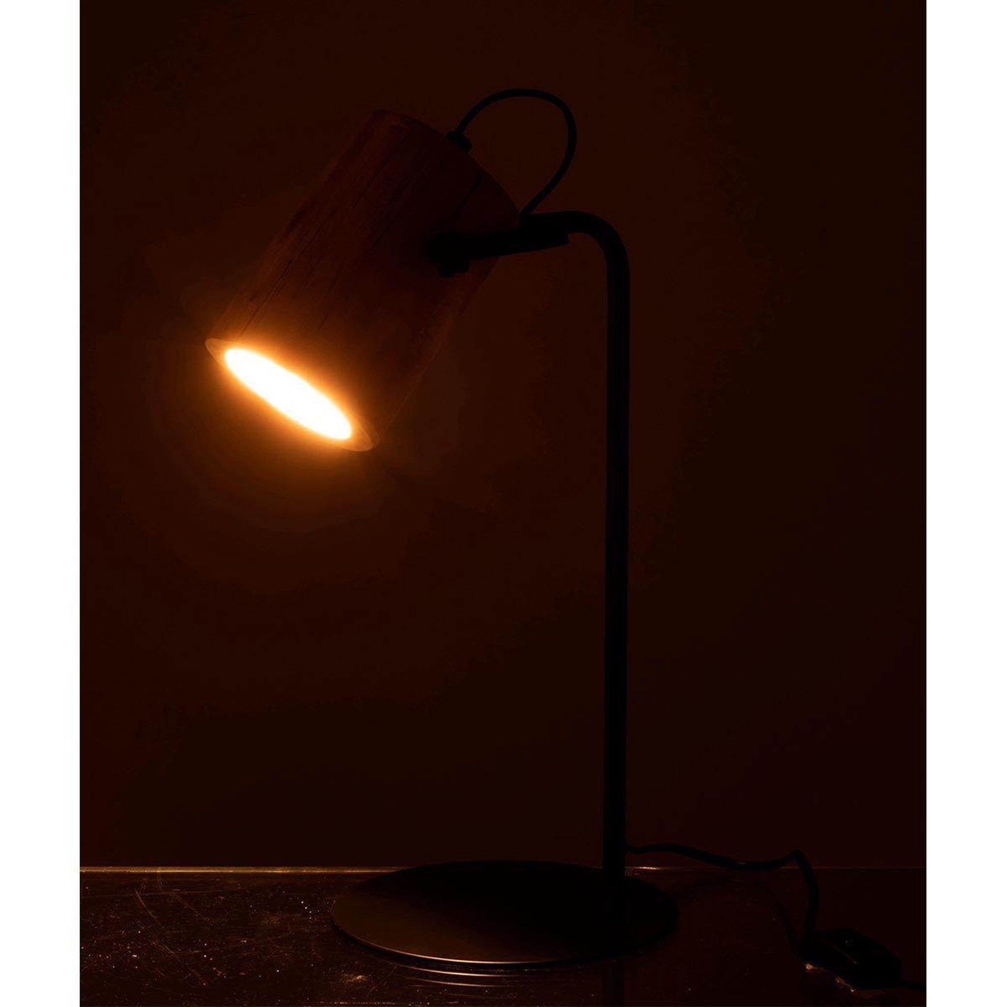 Voir la diapositive 3 : J-LINE Lampe de bureau en bois  silas  43cm naturel