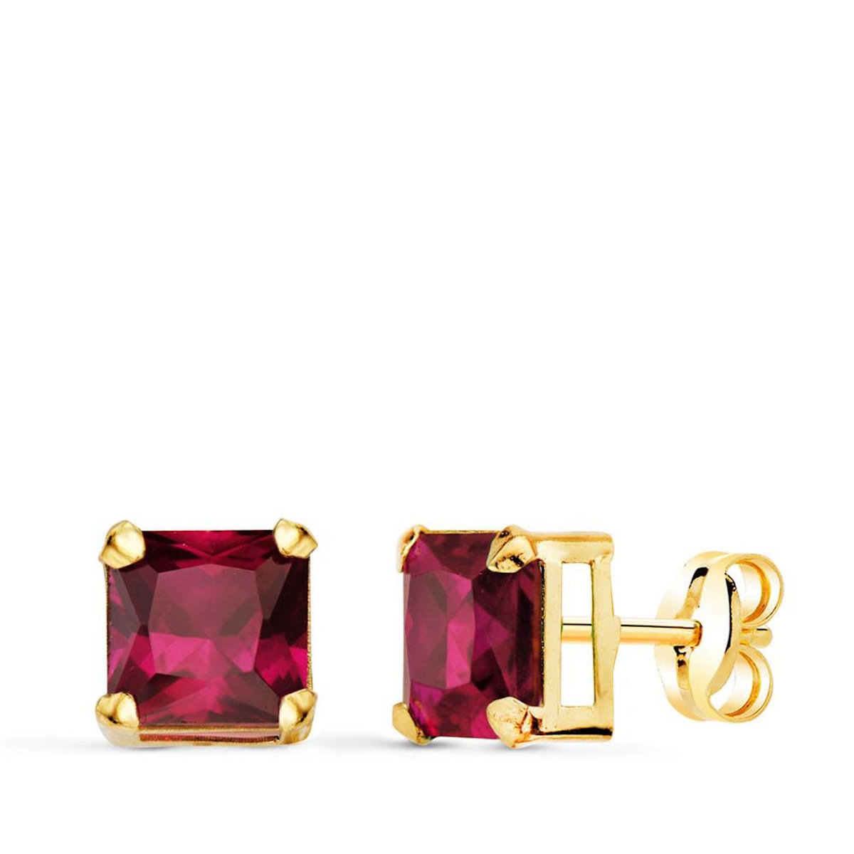 L'ATELIER D'AZUR Boucles d'Oreilles Or 18 Carats 750/000 - Zirconiums Rouge Rubis