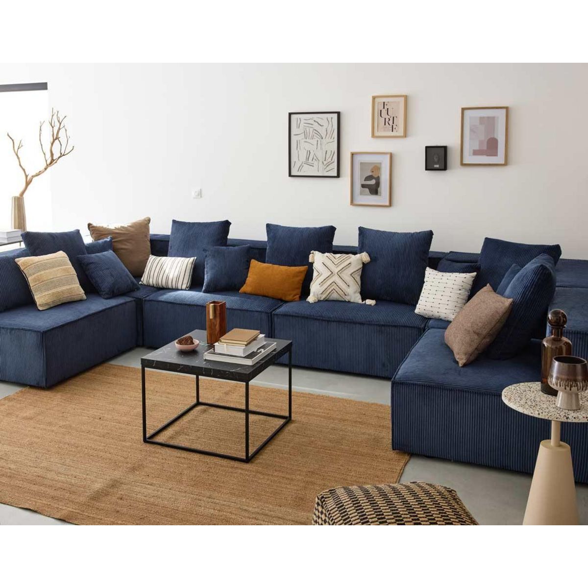 LISA DESIGN Colombine - canapé modulable panoramique - 7 places - en velours côtelé