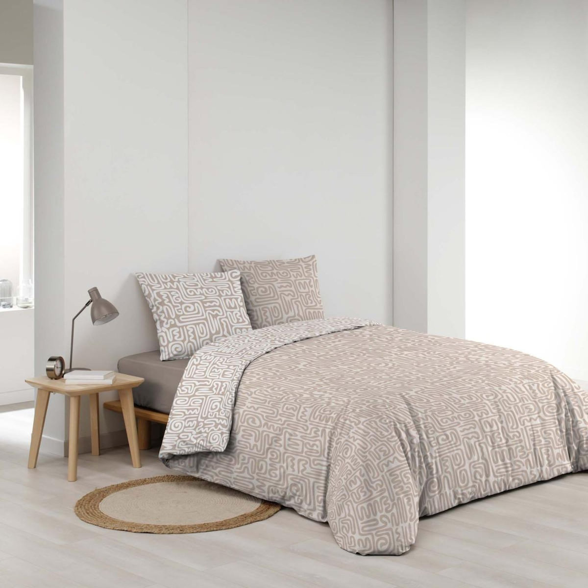 Paris Prix Parure de Lit 3 Pièces  Arcane  240x220cm Beige