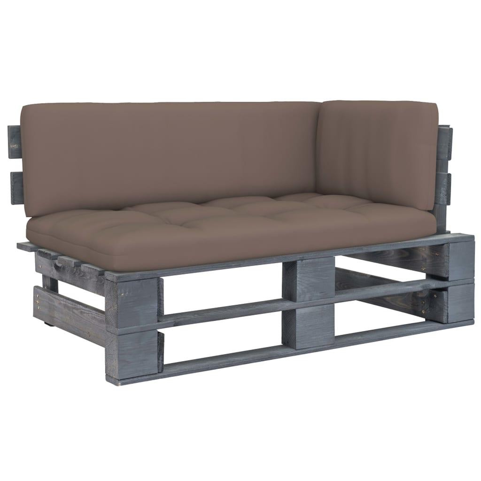 VIDAXL Canape d'angle palette de jardin Gris Bois de pin impregne