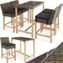 Voir la diapositive 1 : tectake Ensemble table en rotin avec 4 chaises avec cadre en aluminium marron naturel