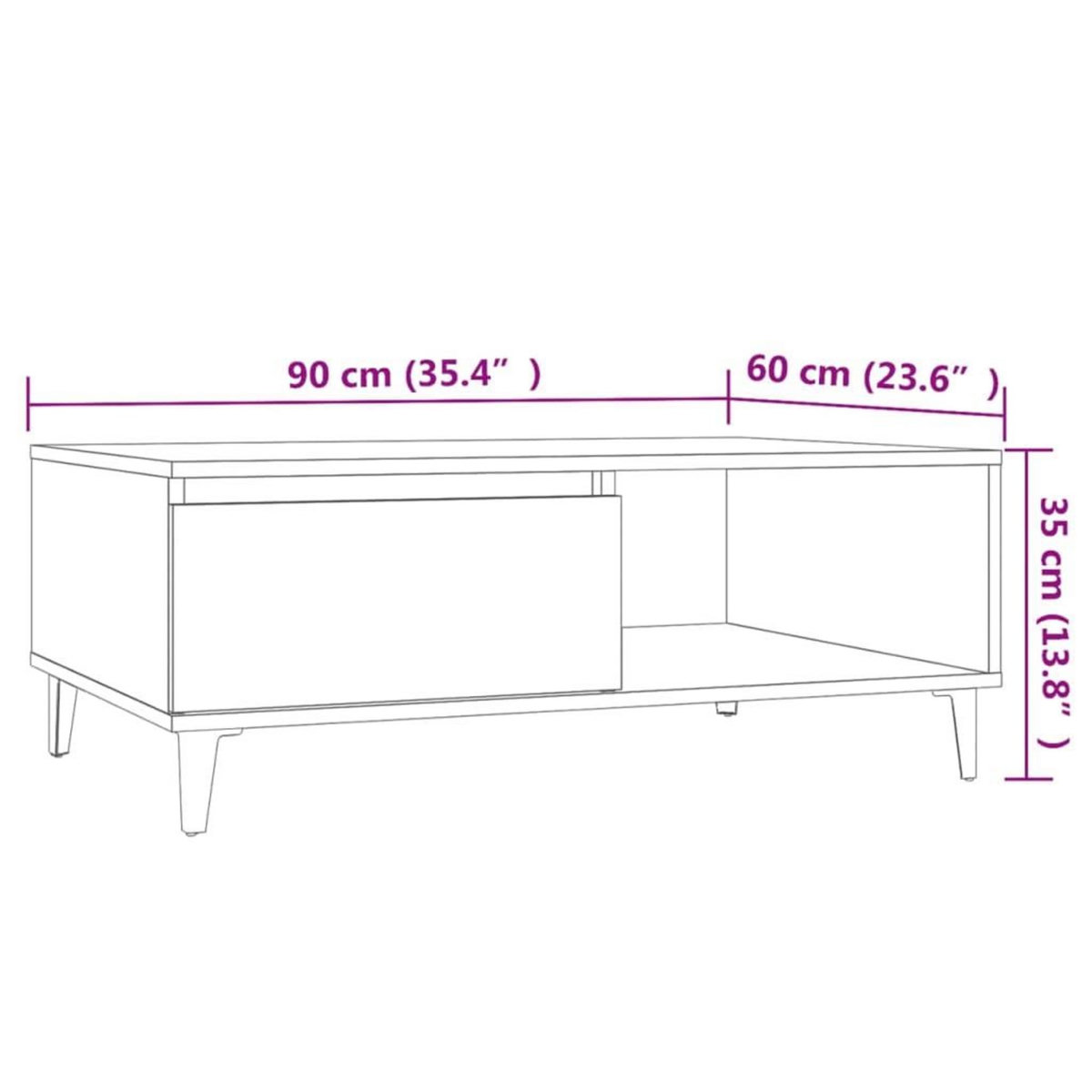 VIDAXL Table basse chene sonoma 90x60x35 cm bois d'ingenierie