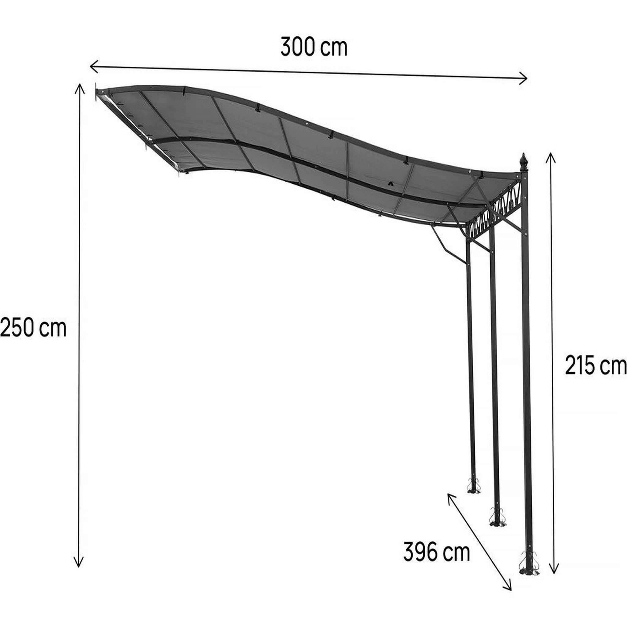 Voir la diapositive 3 : Habitat et Jardin Pergola tonnelle adossée en métal - 3 x 4 m - gris
