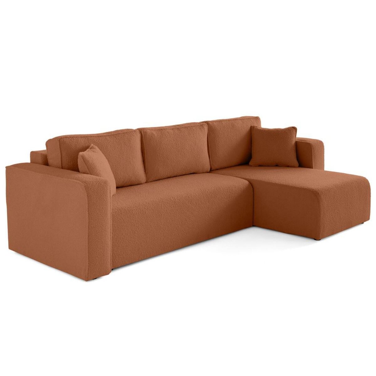 BEST MOBILIER Topaze - canapé d'angle déhoussable réversible 4 places en tissu bouclette