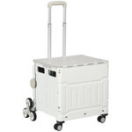 HOMCOM Chariot de courses pliable monte escalier 8 roues 51L max. 80 Kg poignée télescopique alu PP gris blanc