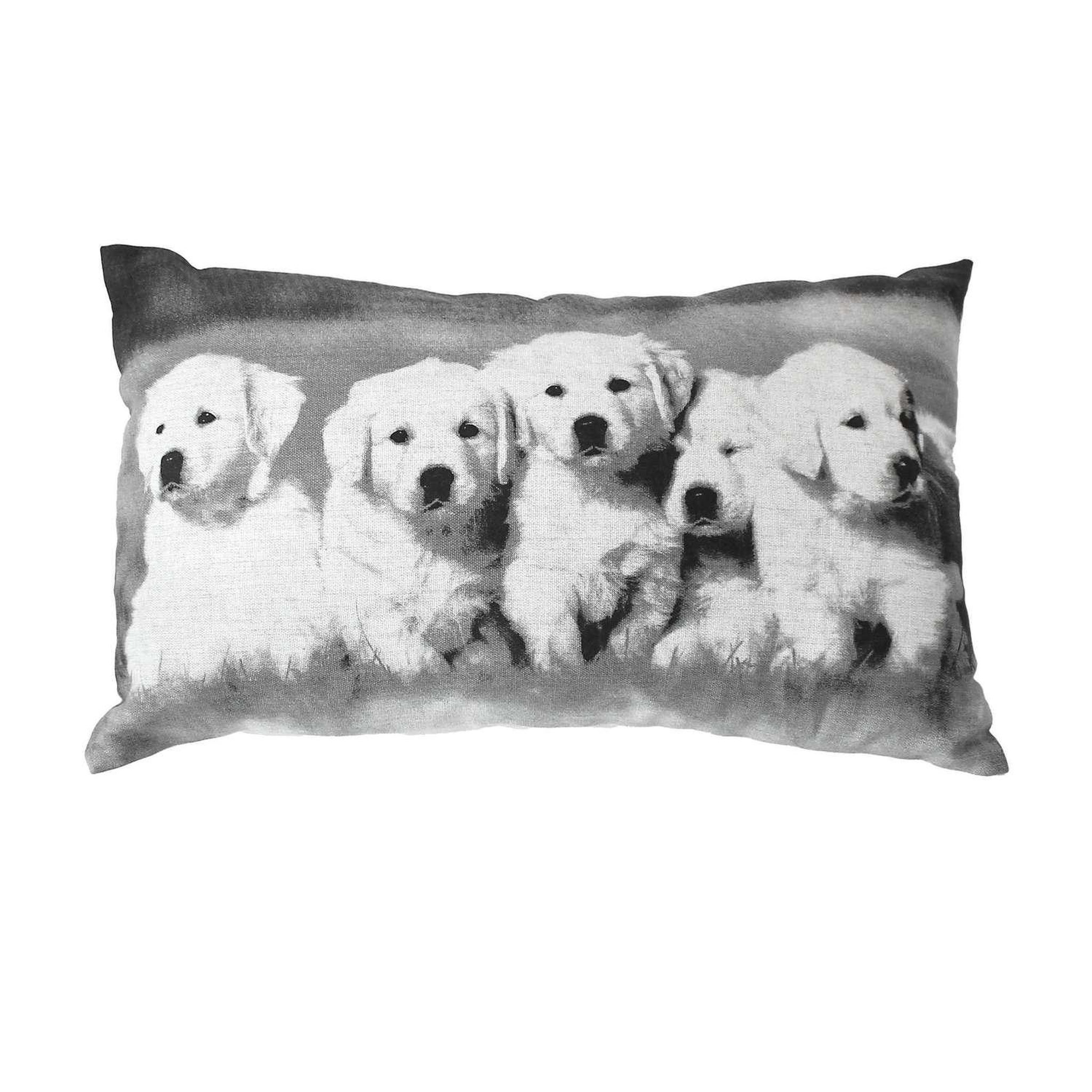 TOILINUX Coussin imprimé chiens - 30 x 50 cm - noir et blanc