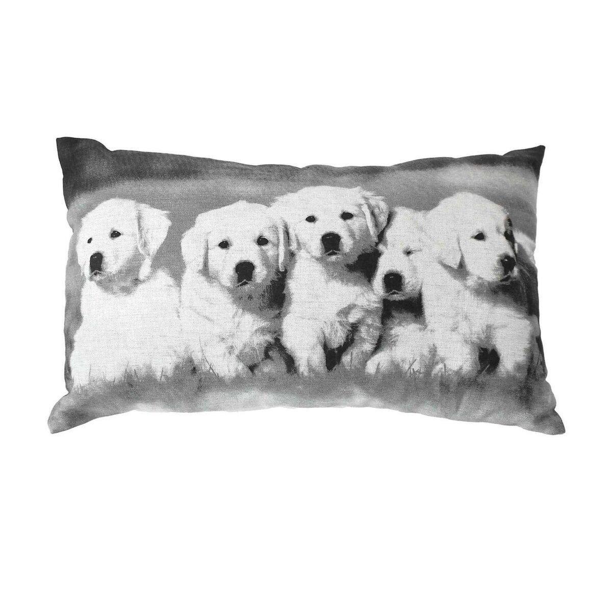 TOILINUX Coussin imprimé chiens - 30 x 50 cm - Noir et blanc