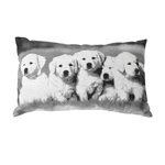 TOILINUX Coussin imprimé chiens - 30 x 50 cm - Noir et blanc