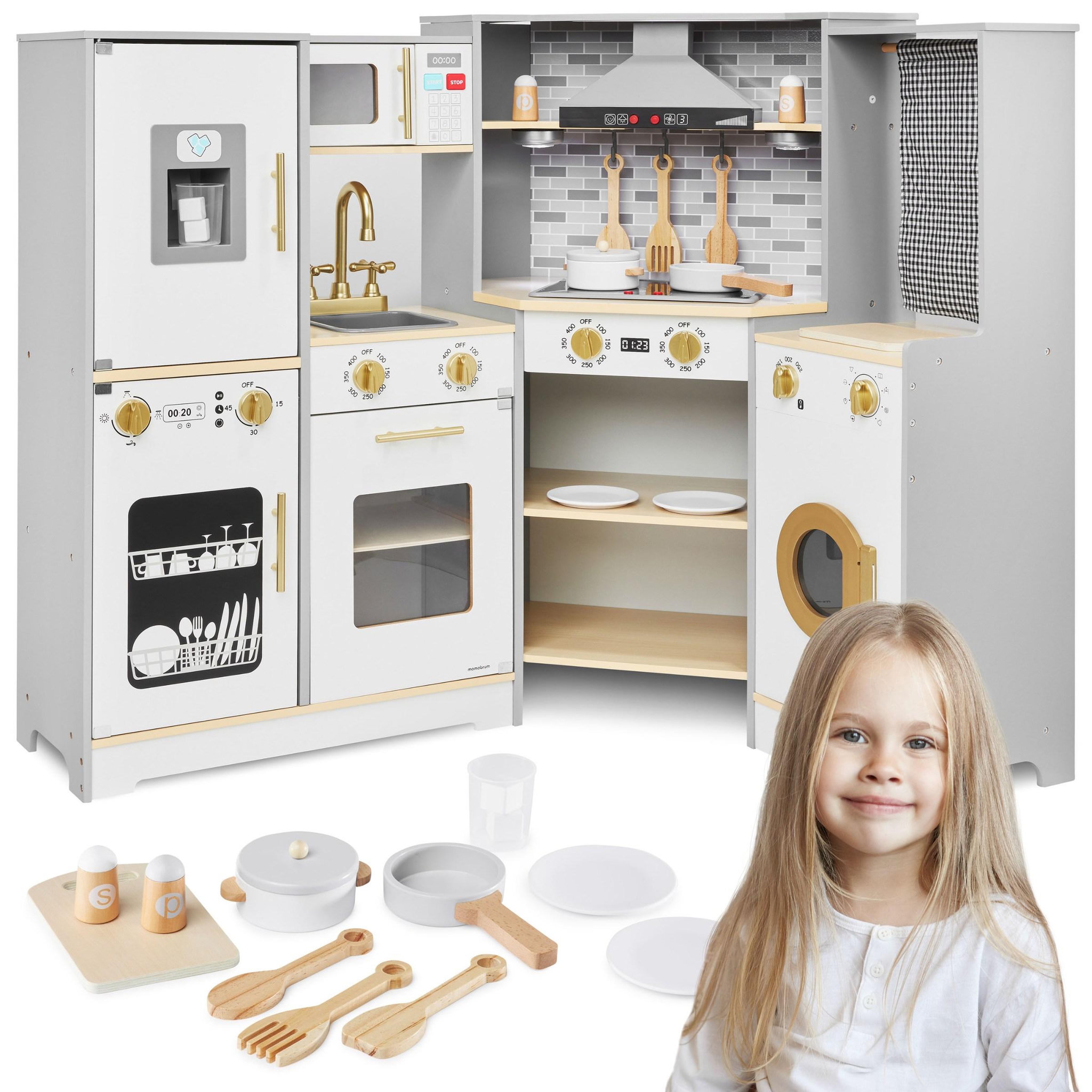 MAMABRUM Cuisine interactive bois led lave-linge et vaisselle mamabrum