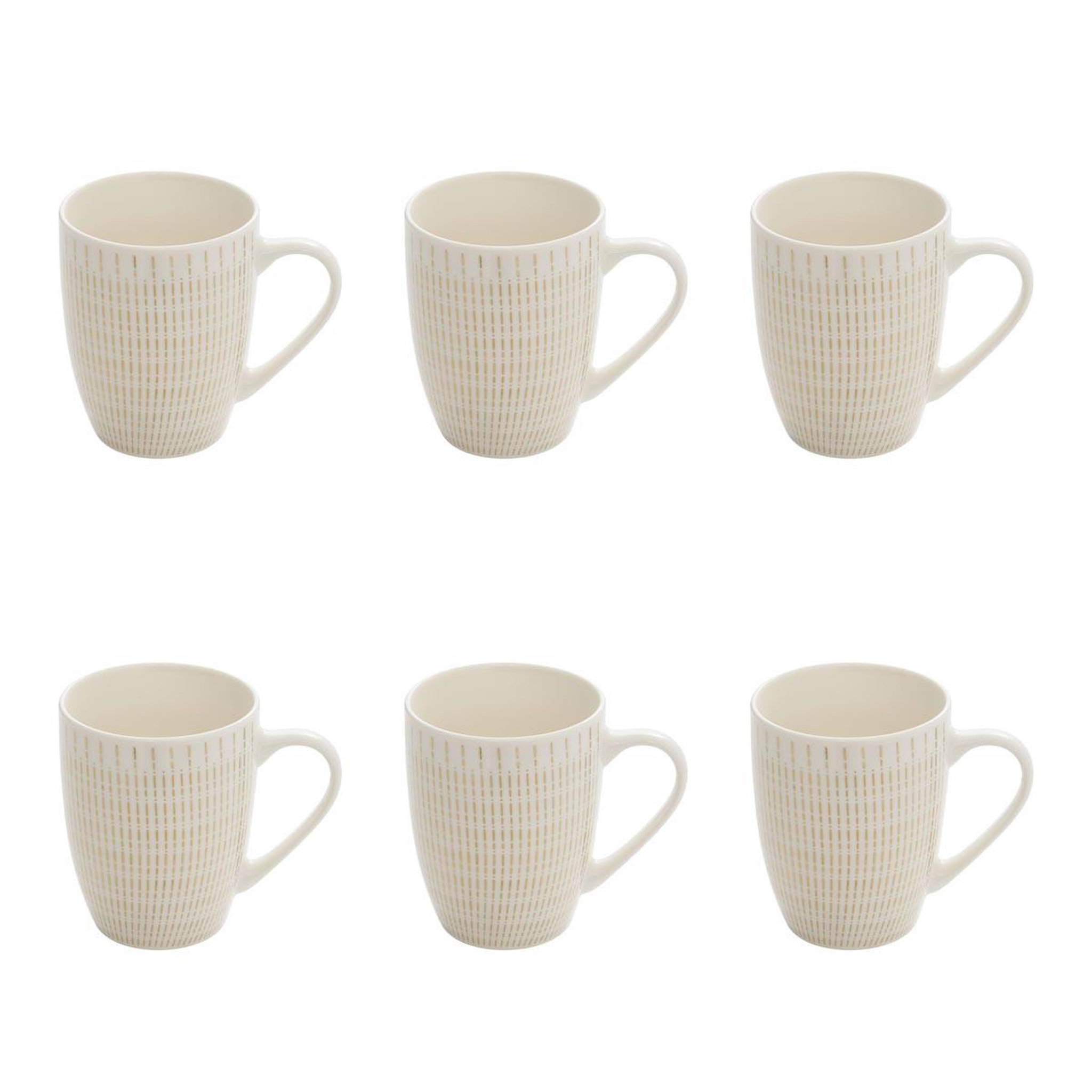 SECRET DE GOURMET Lot de 6 mugs en porcelaine  lunis  36cl doré