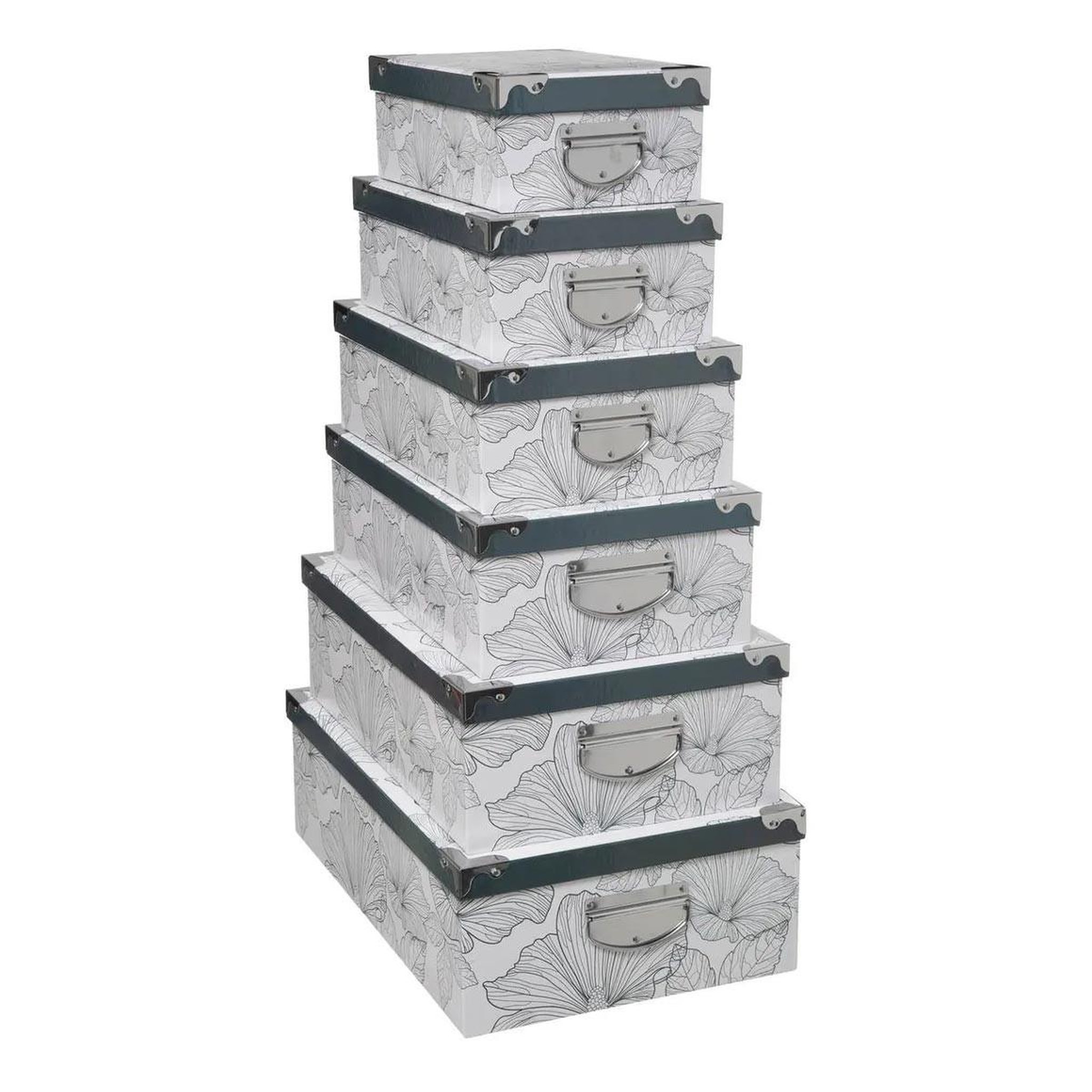 FIVE Lot de 6 boîtes de rangement  délicat  48cm blanc