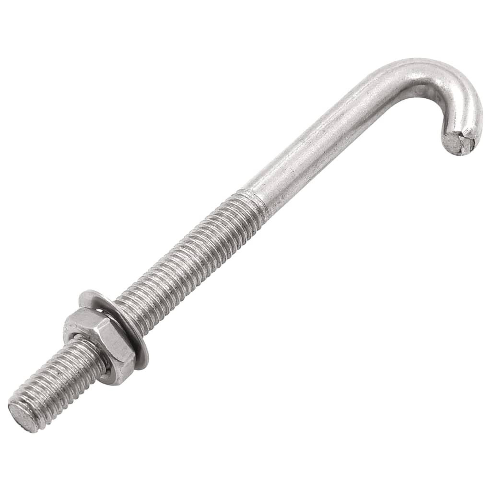 Voir la diapositive 2 : VIDAXL Jeu de 25 boulons en J ancres avec ecrou et rondelle M8x120 mm